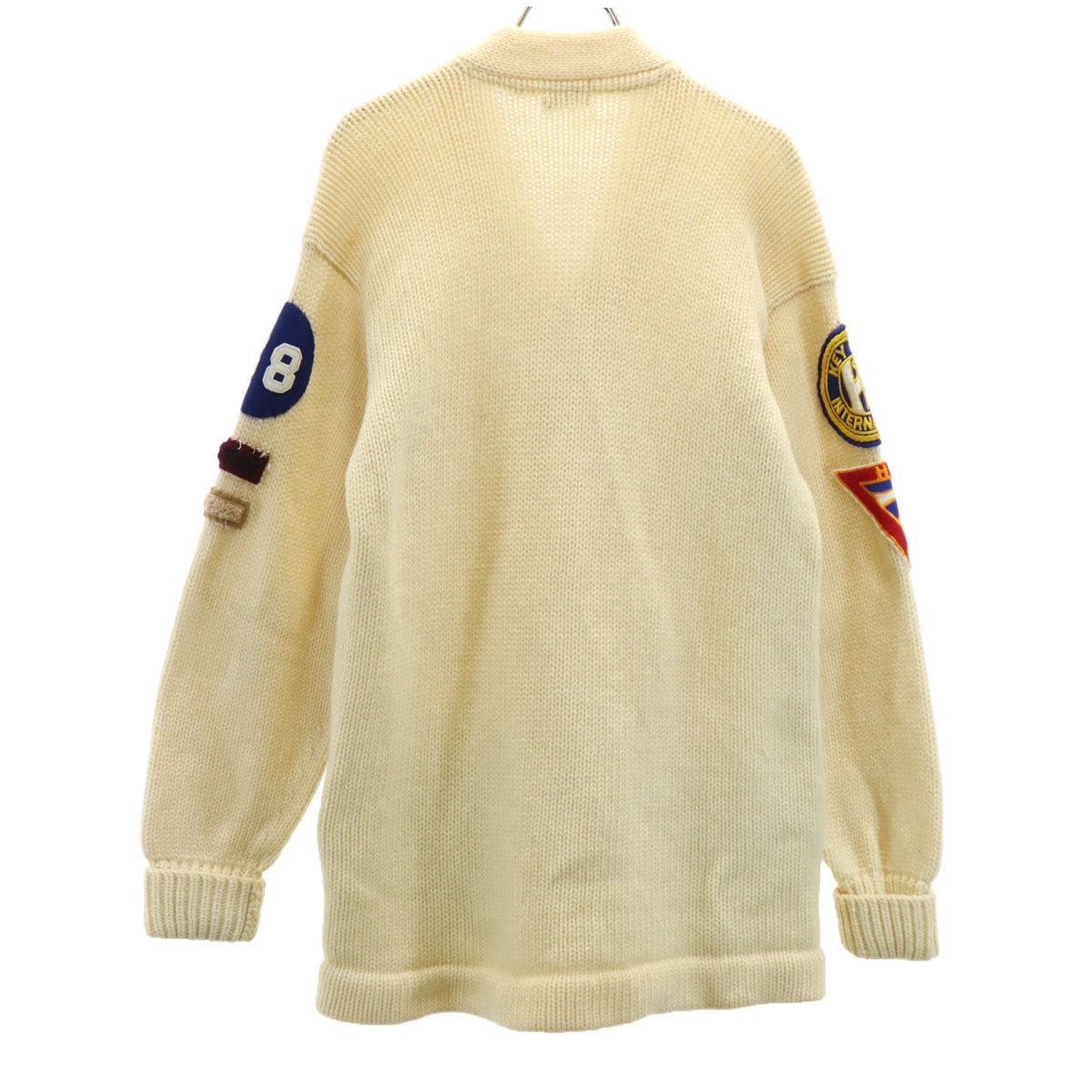 HONOR MADE 50s ヴィンテージ レタード 長袖 Vネック レタード ニットカーディガン 生成り メンズ