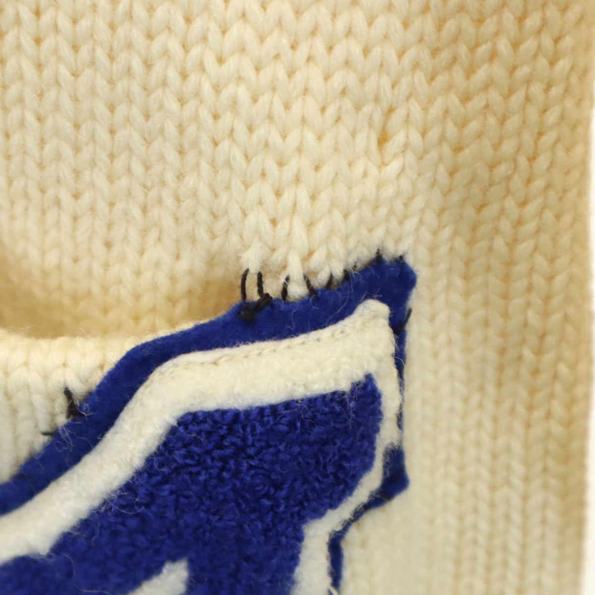 HONOR MADE 50s ヴィンテージ レタード 長袖 Vネック レタード ニットカーディガン 生成り メンズ