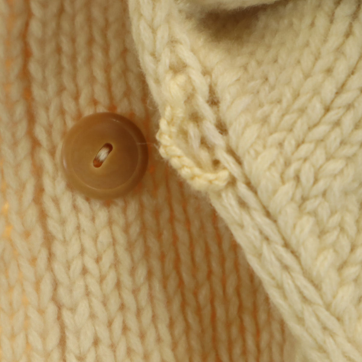 20s 30s ヴィンテージ レタード 長袖 ショールカラー カウチン ニットカーディガン 生成り メンズ