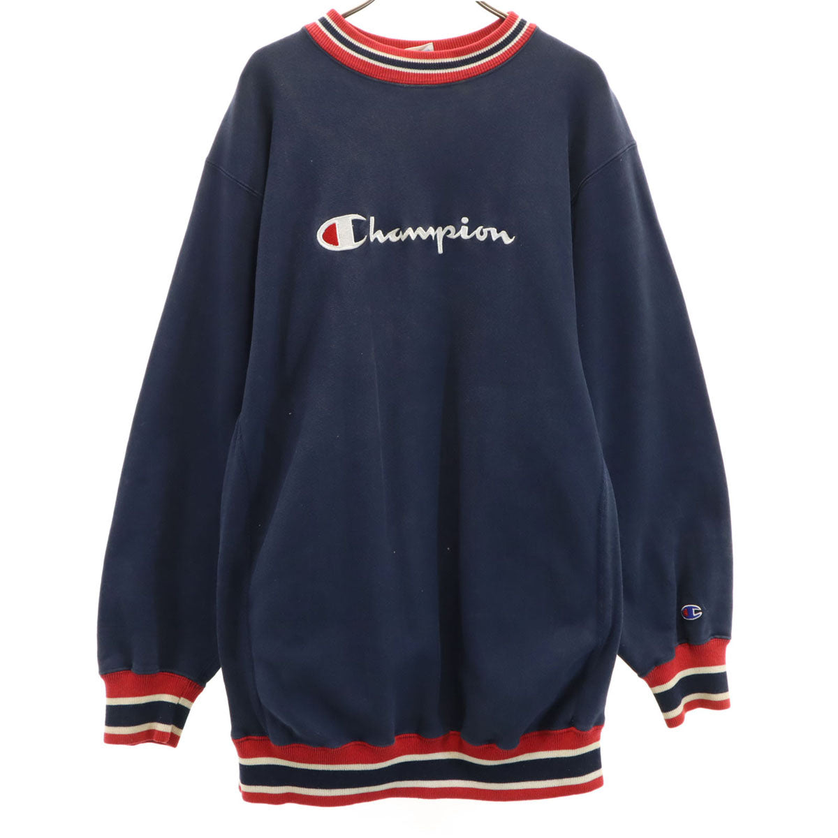 Champion チャンピオン 90s USA製 オールド 刺繍タグ 長袖 リバースウィーブ スウェット トレーナー XXL ネイビー ビッグサイズ メンズ