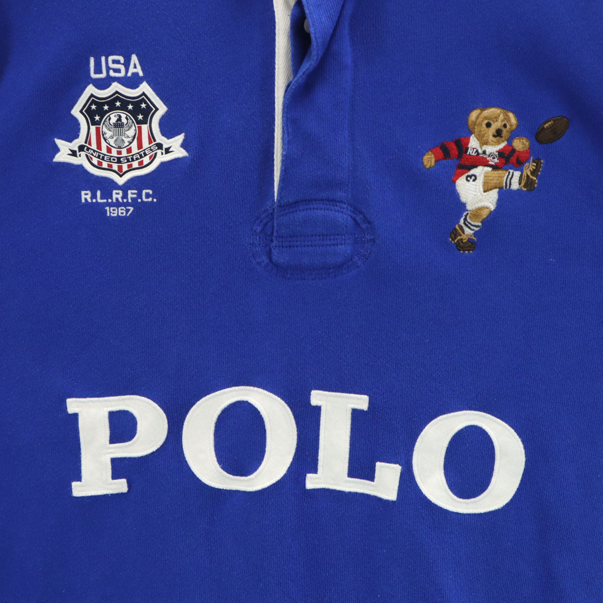 POLO RALPH LAUREN ポロラルフローレン ポロベア刺繍 長袖 ラガーシャツ L ブルー メンズ