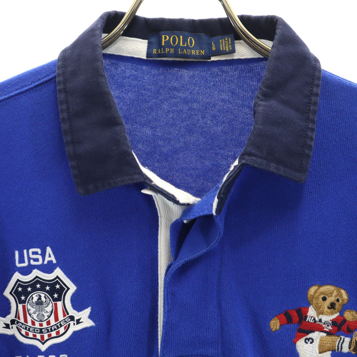 POLO RALPH LAUREN ポロラルフローレン ポロベア刺繍 長袖 ラガーシャツ L ブルー メンズ