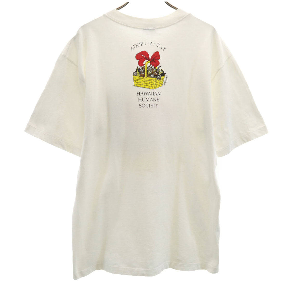 Crazy Shirt クレイジーシャツ 90s USA製 オールド クリバンキャット プリント 半袖 Tシャツ M ホワイト メンズ