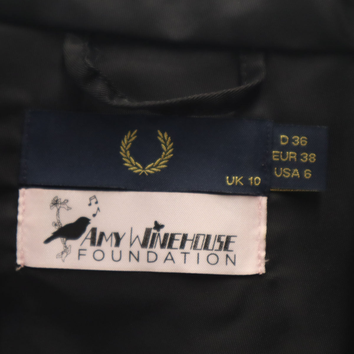 FRED PERRY フレッドペリー ブルゾン 38 ブラック エイミー ワインハウス ファンデーション レディース