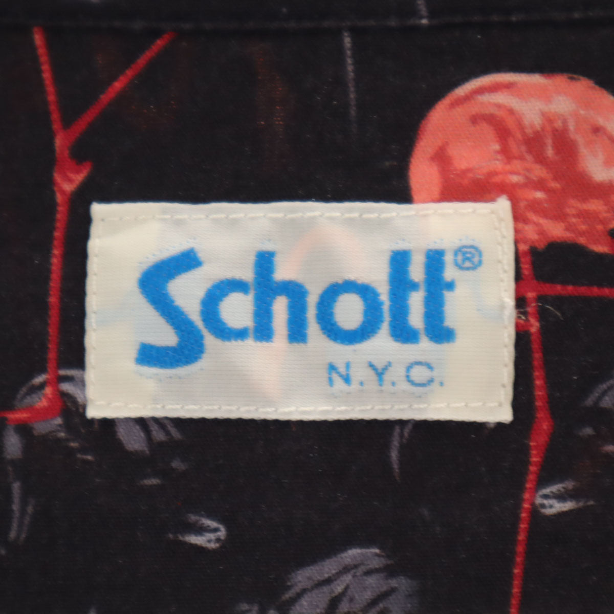 schott ショット N.Y.C. フラミンゴ柄 半袖 オープンカラー シャツ M