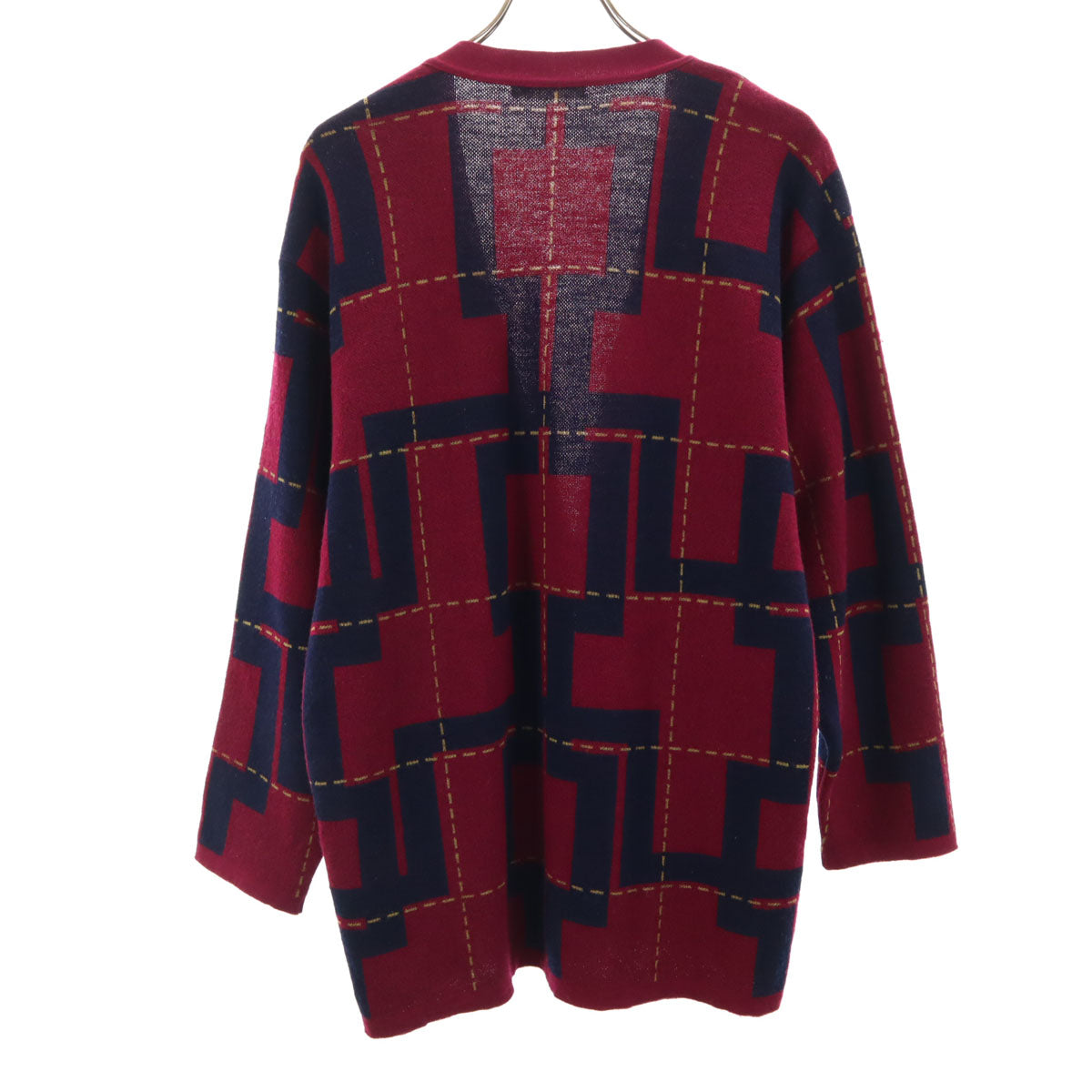 Pierre Cardin ピエールカルダン 90s オールド チェック柄 長袖 カーディガン L レッド系 メンズ