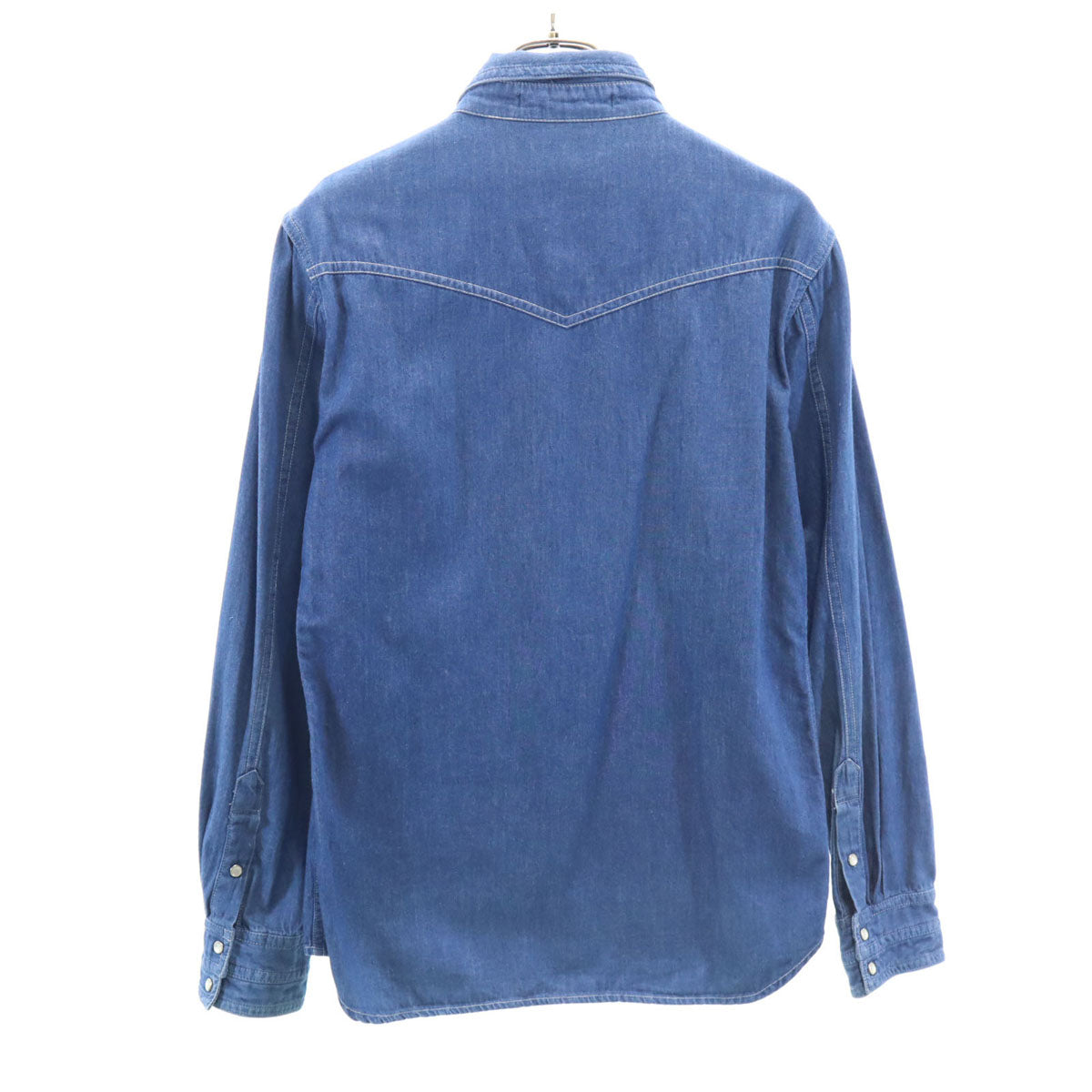 デビルメント 日本製 長袖 シャンブレー ウエスタンシャツ 48 ウォッシュブルー メンズ