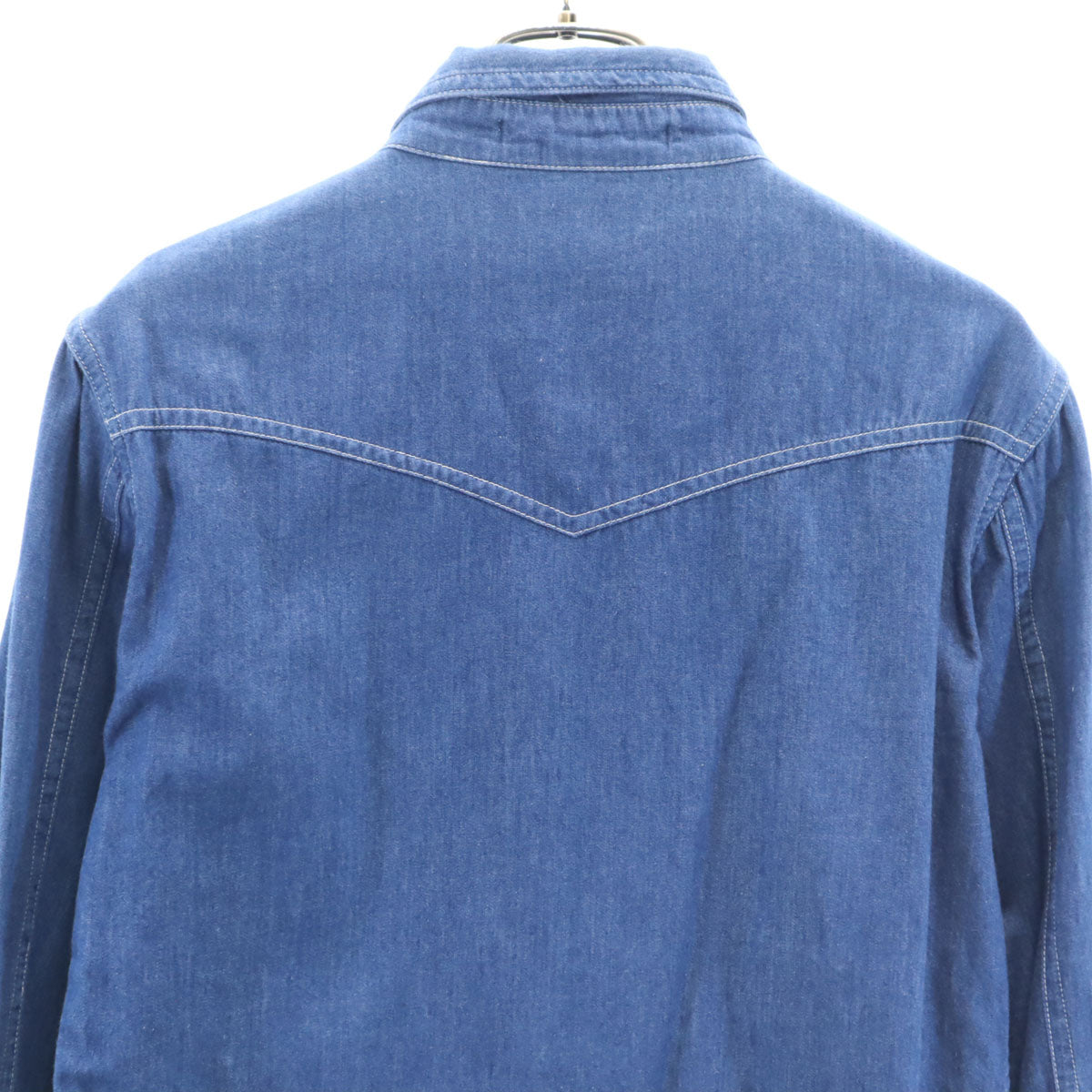 デビルメント 日本製 長袖 シャンブレー ウエスタンシャツ 48 ウォッシュブルー メンズ