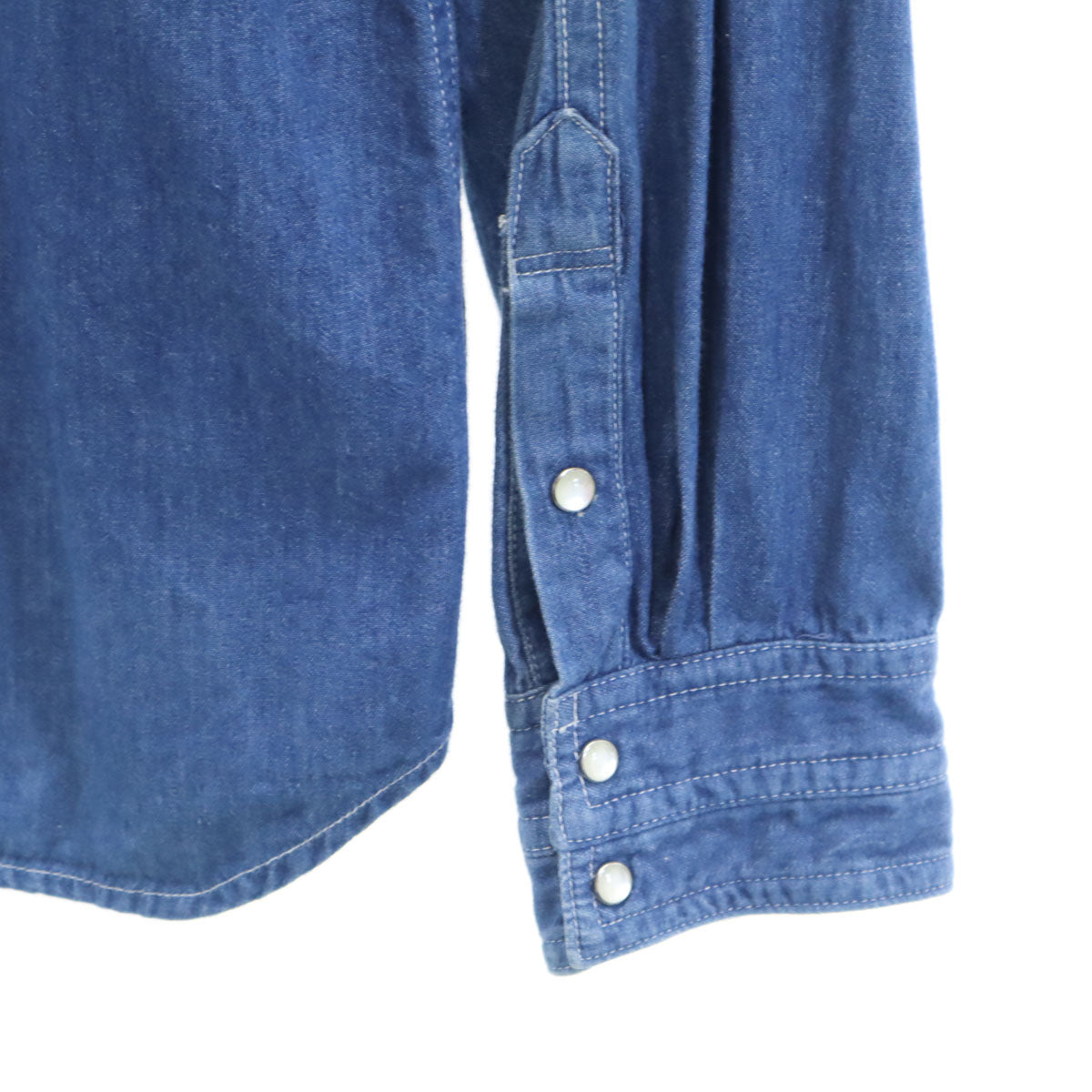 デビルメント 日本製 長袖 シャンブレー ウエスタンシャツ 48 ウォッシュブルー メンズ