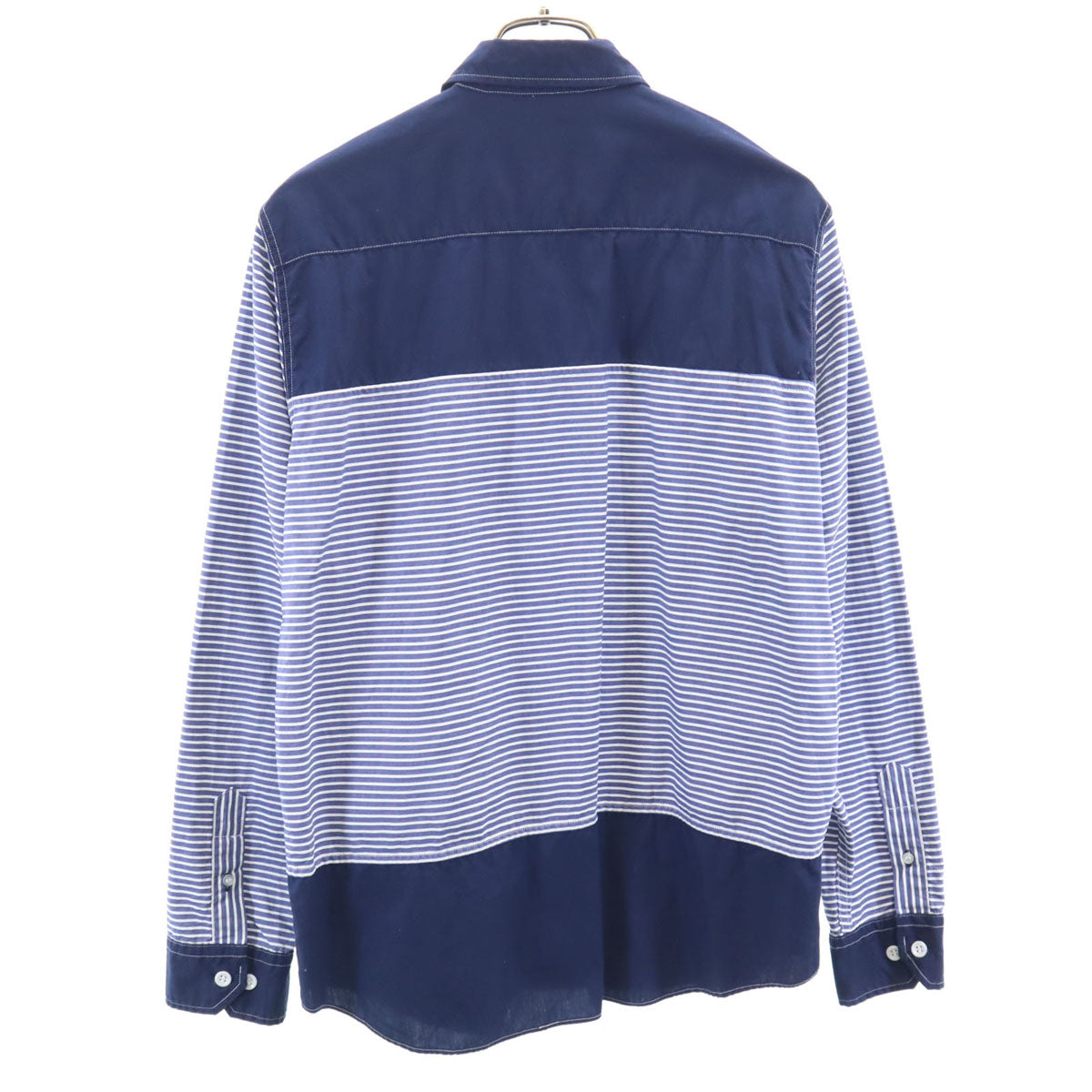 GAIJIN MADE ガイジンメイド 日本製 ボーダー柄 長袖 コットンシャツ M ネイビー メンズ