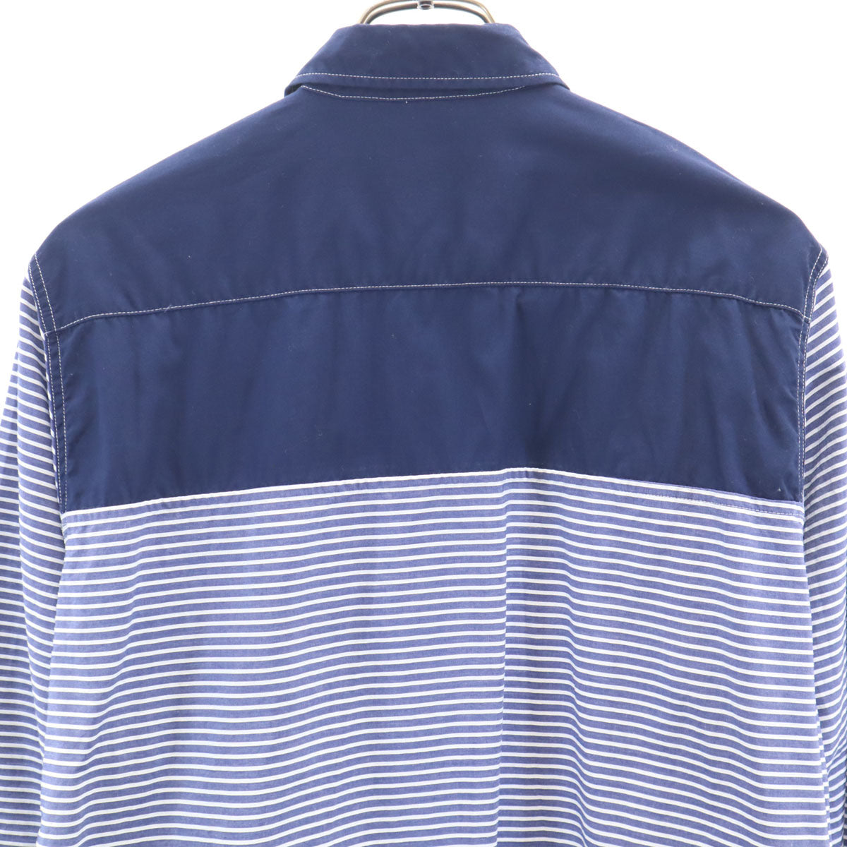 GAIJIN MADE ガイジンメイド 日本製 ボーダー柄 長袖 コットンシャツ M ネイビー メンズ