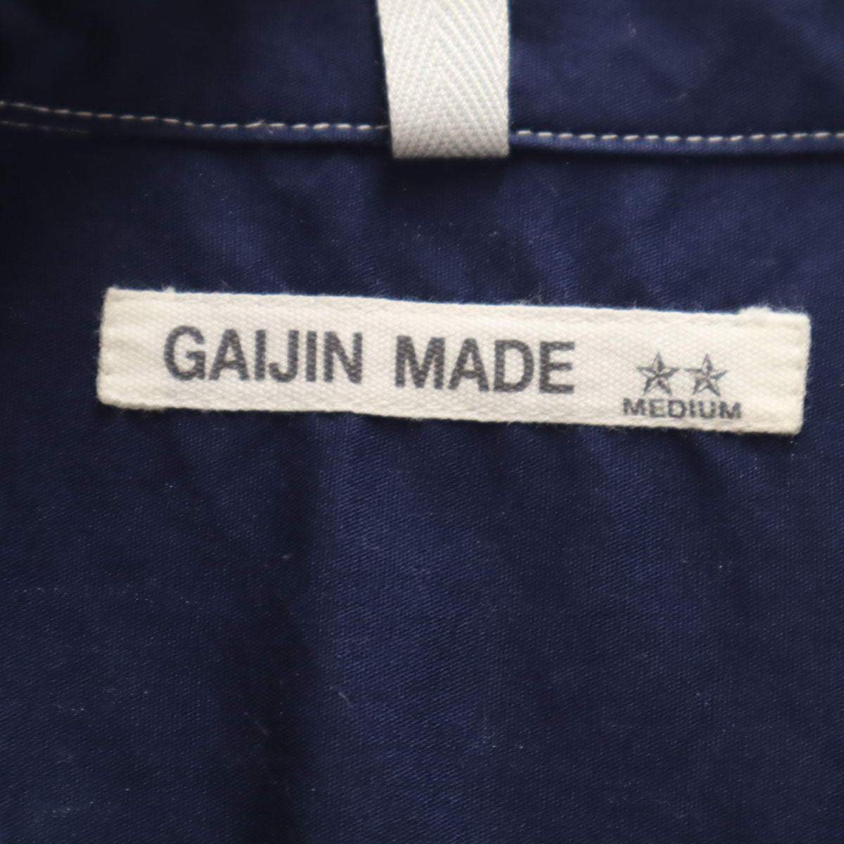 GAIJIN MADE ガイジンメイド 日本製 ボーダー柄 長袖 コットンシャツ M ネイビー メンズ