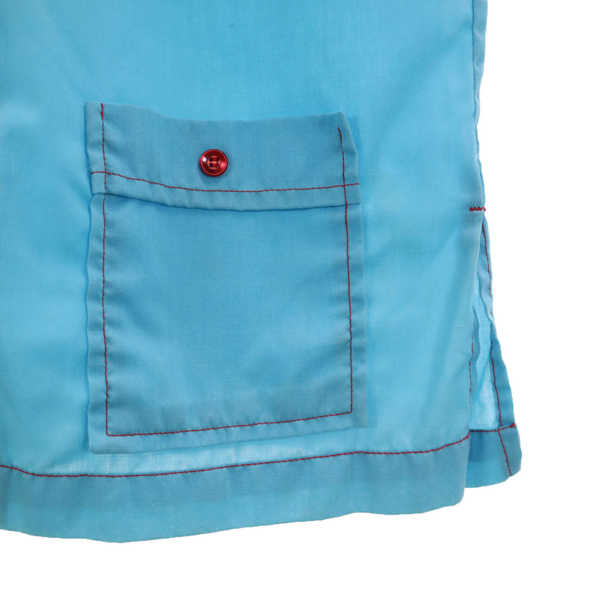 Hilton ヒルトン 70s USA製 ヴィンテージ チェーン刺繍 半袖 ボウリングシャツ 36 水色 レディース