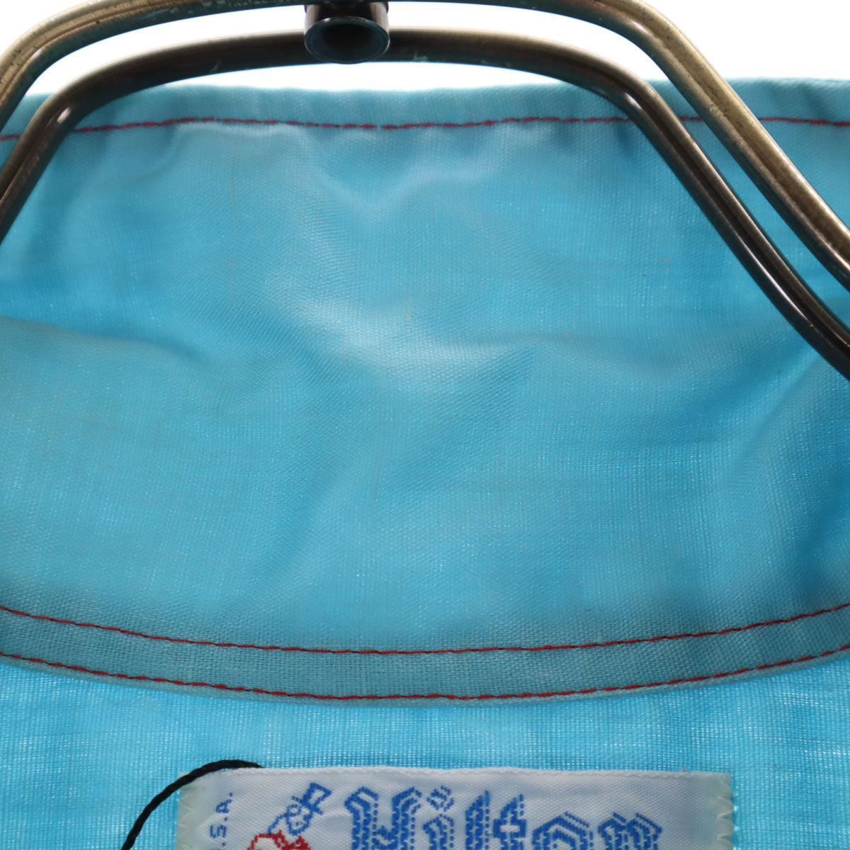 Hilton ヒルトン 70s USA製 ヴィンテージ チェーン刺繍 半袖 ボウリングシャツ 36 水色 レディース
