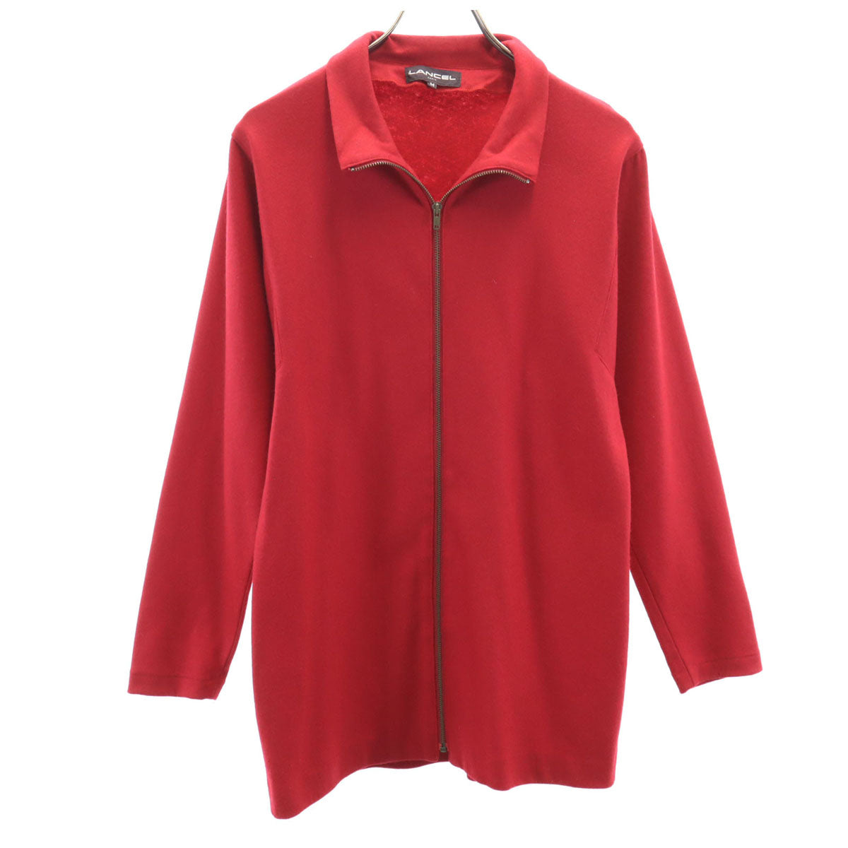 LANCEL ランセル モックネック ニットジャケット M レッド レディース
