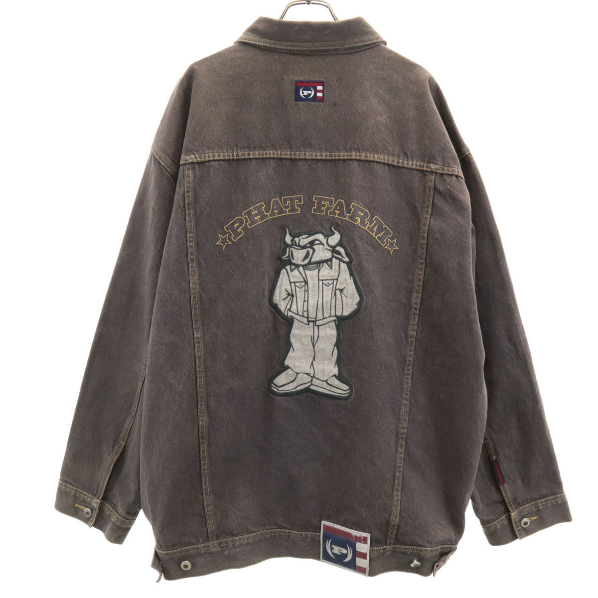 PHAT FARM ファットファーム バックロゴ デニムジャケット 2XL ブラウン ジージャン ビッグサイズ メンズ