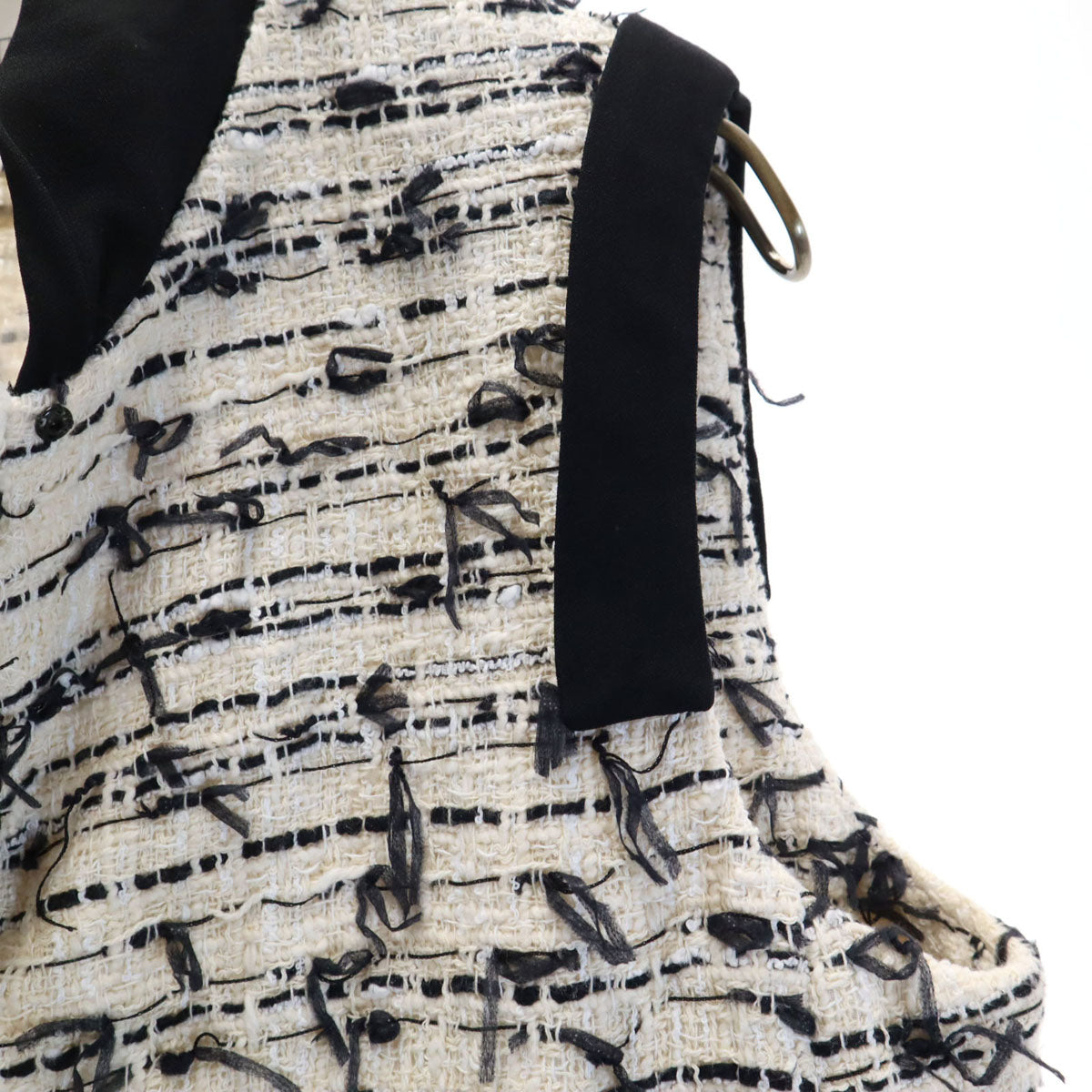 GiAMBATTiSTA VALLi ジャンバティスタヴァリ イタリア製 ノースリーブ ツイードジャケット 上下 セットアップ 44 オフホワイト レディース