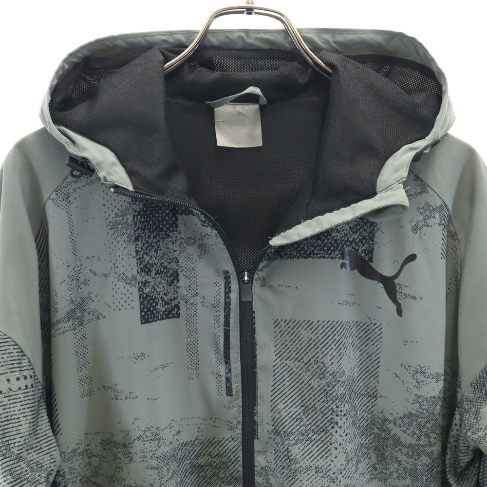 PUMA プーマ ジップパーカー M カーキグレー ウィンドブレーカー 裏メッシュ メンズ