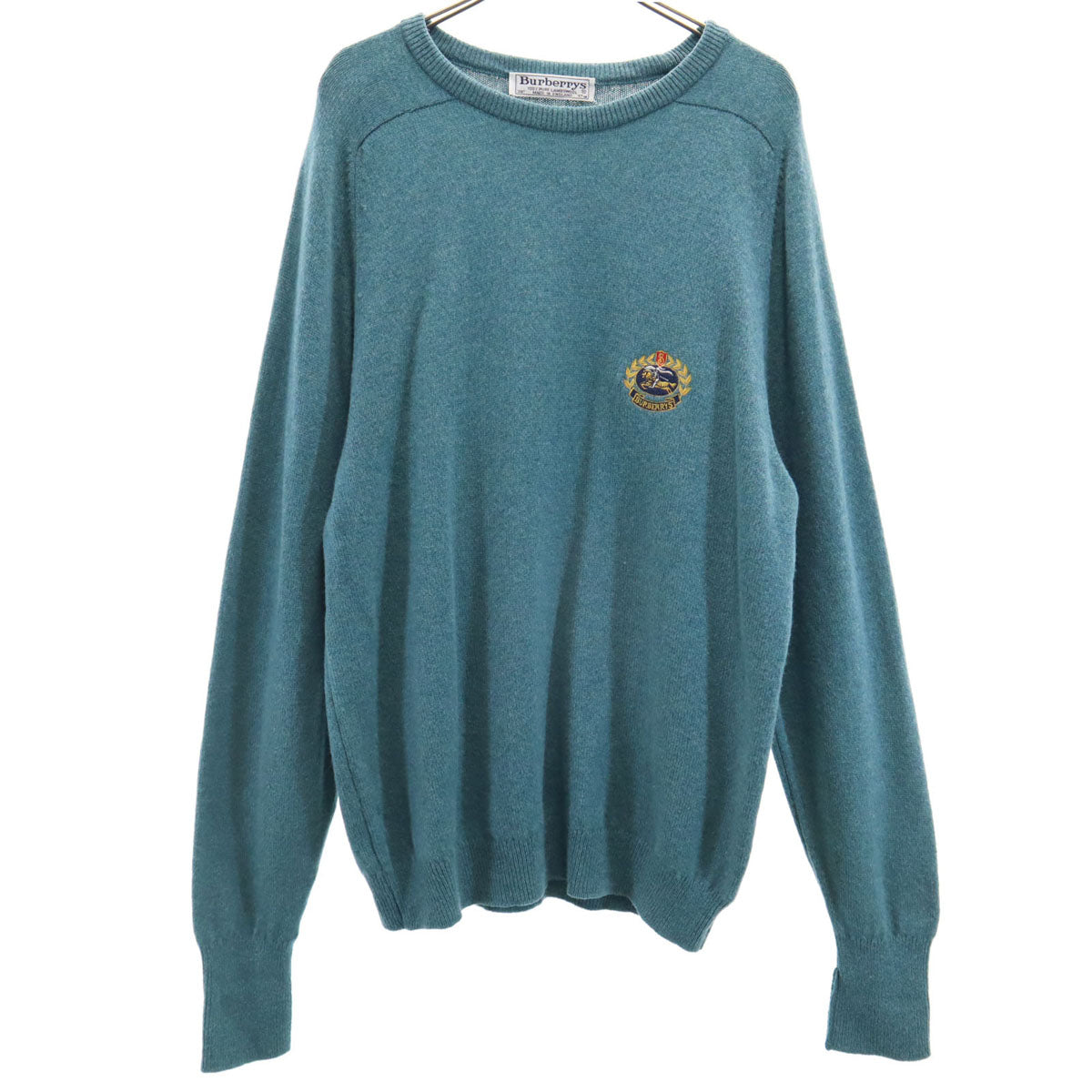 Burberrys バーバリーズ 90s イングランド製 ウール オールド 長袖 セーター 38 ブルーグリーン メンズ