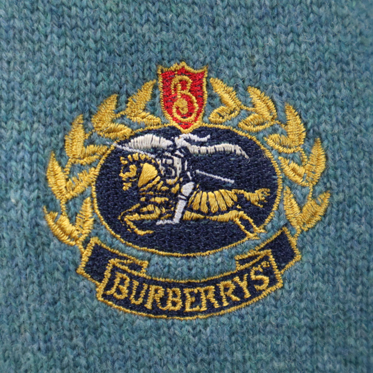 Burberrys バーバリーズ 90s イングランド製 ウール オールド 長袖 セーター 38 ブルーグリーン メンズ