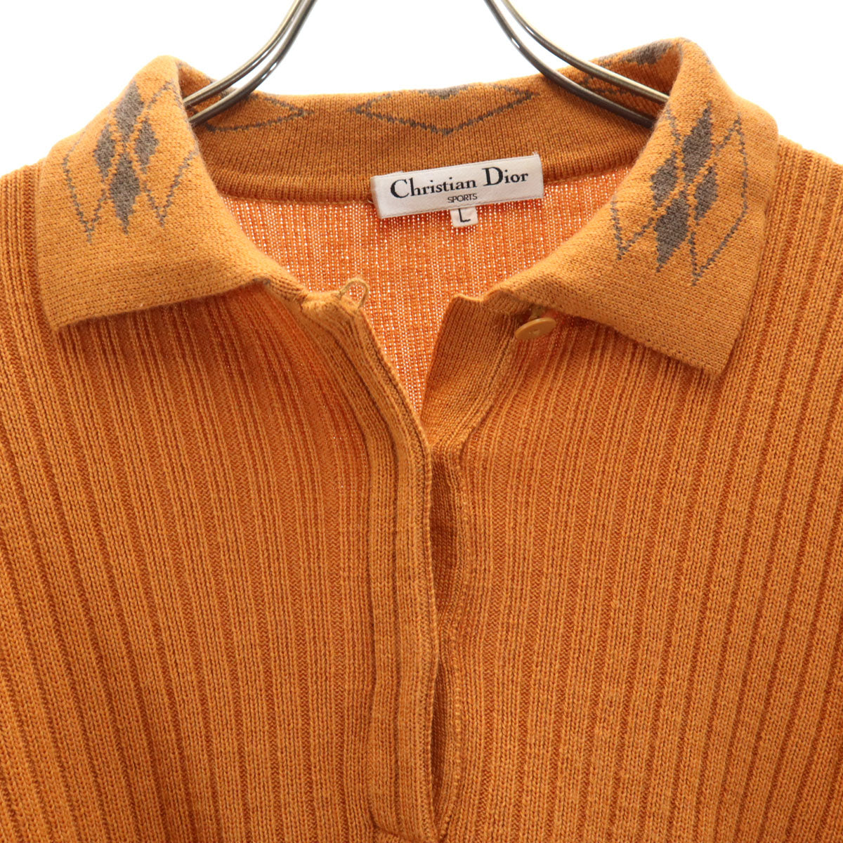 Christian Dior SPORTS クリスチャンディオール スポーツ 90s オールド 長袖 ポロ セーター L オレンジ系 比翼 レディース
