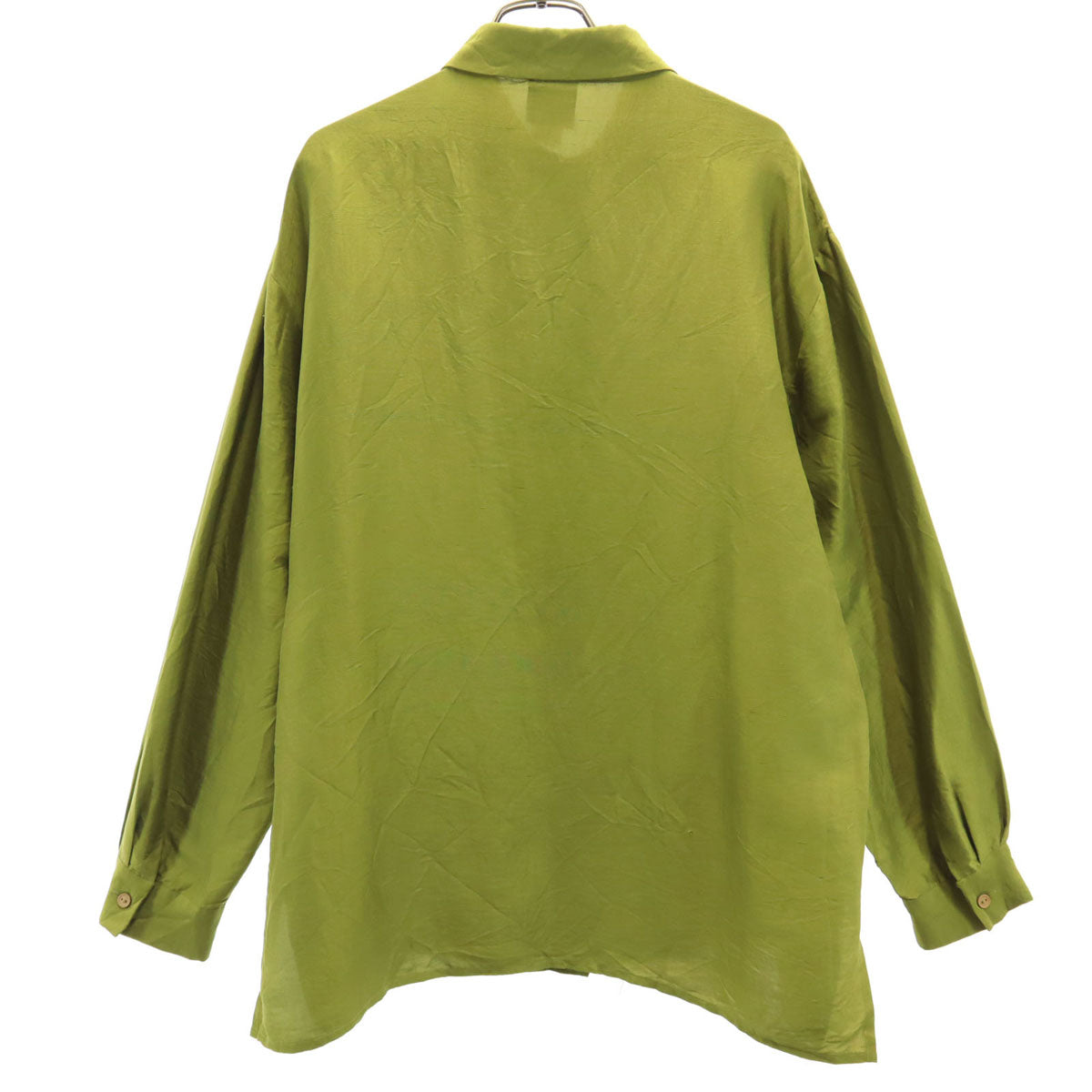 CLIO 90s オールド 長袖 シルク シャツ L オリーブ系 レディース