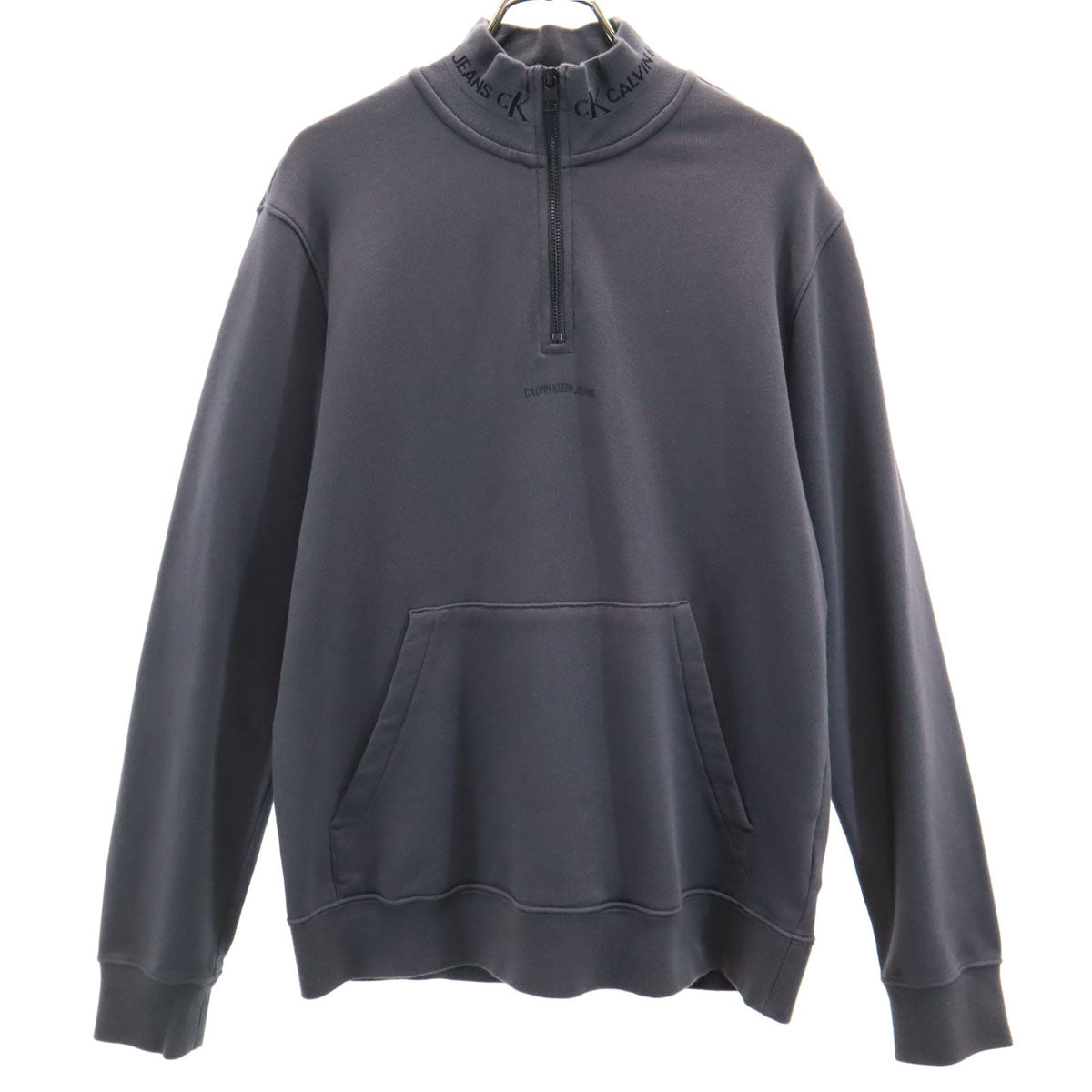 Calvin klein Jeans カルバンクラインジーンズ 長袖 ハーフジップ スウェット S チャコールグレー メンズ
