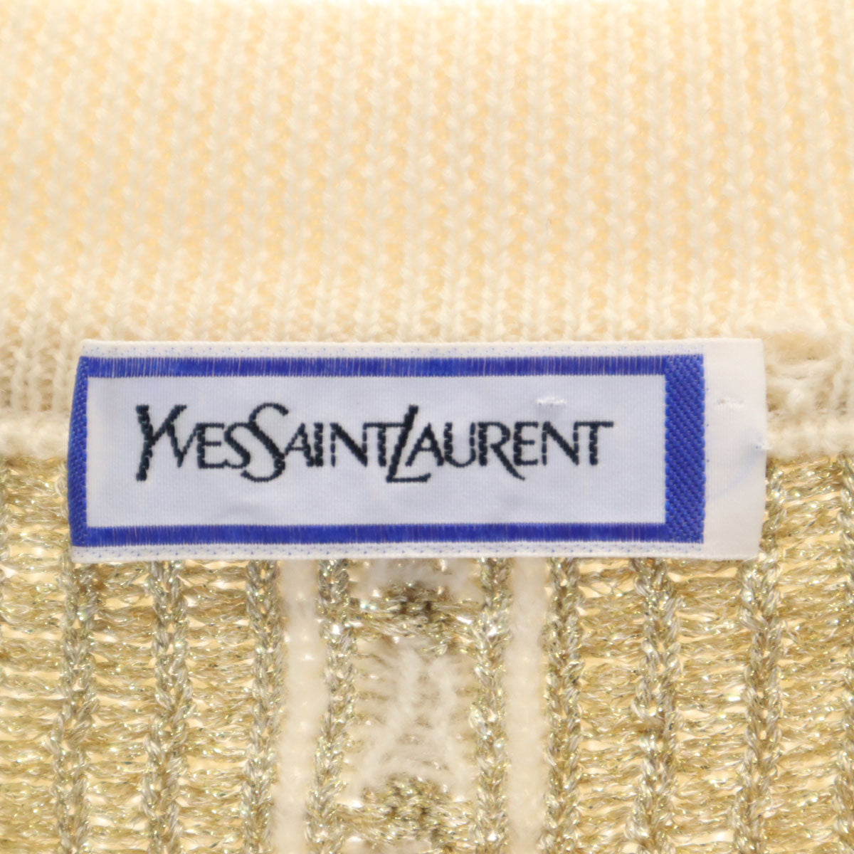 YVES SAINT LAURENT イヴサンローラン 90s オールド ストライプ柄 長袖 セーター ベージュ ニット レディース