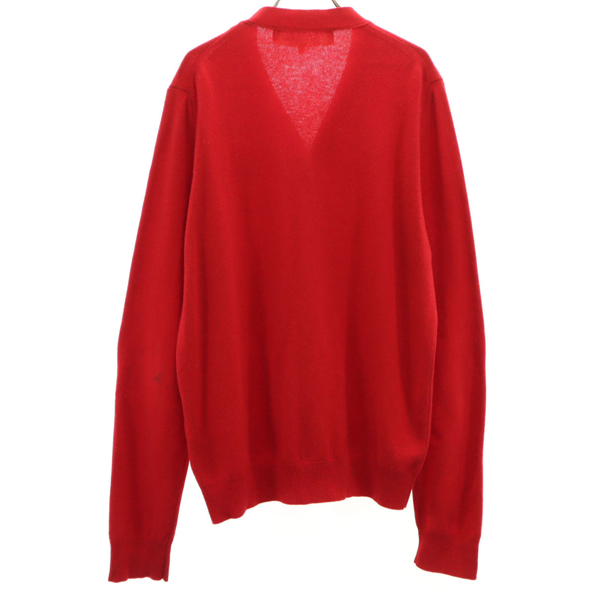 PLAY COMME des GARCONS プレイコムデギャルソン 2011年 日本製 ウール 長袖 Vネック ニットカーディガン L 赤 メンズ