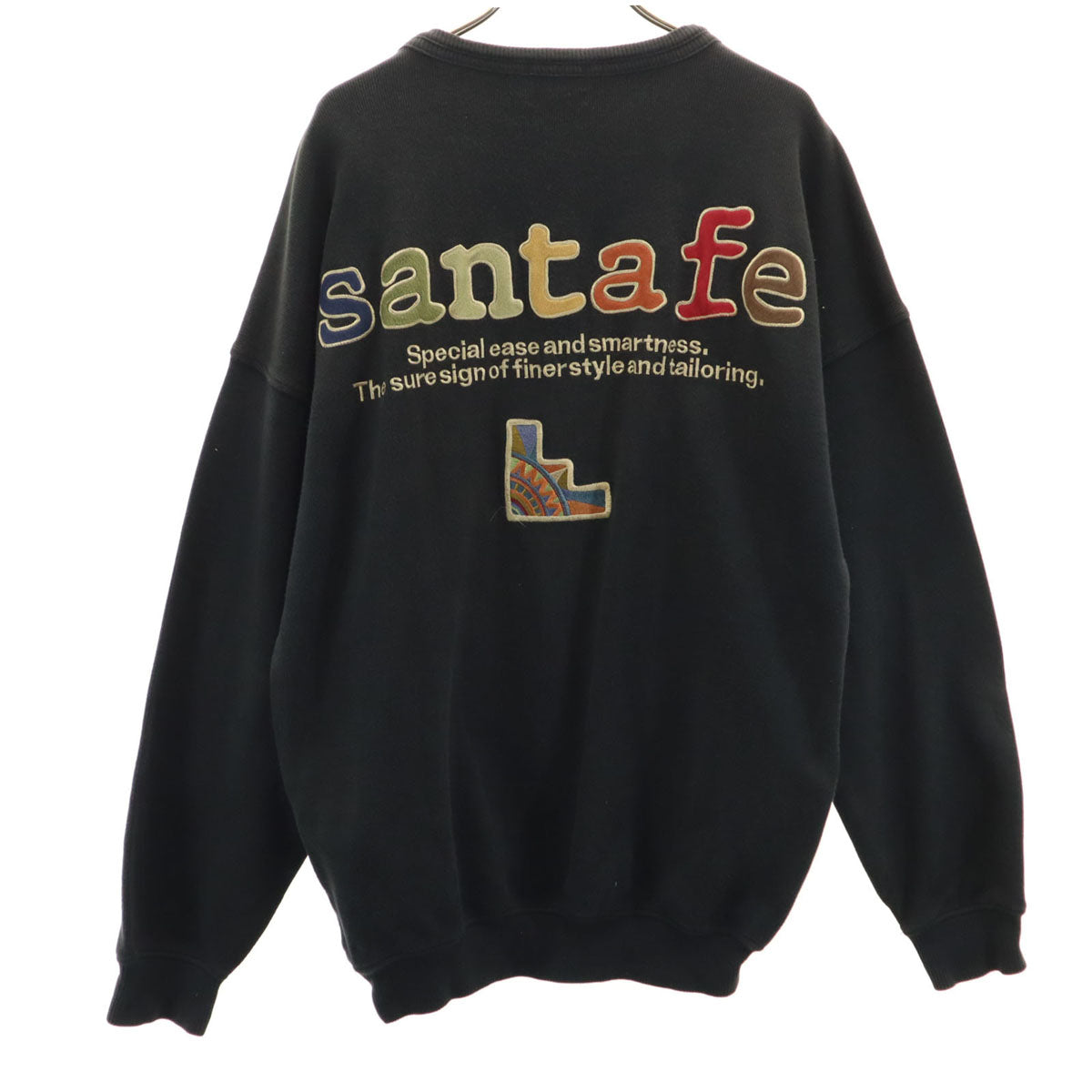 santa fe サンタフェ 90s 日本製 オールド バック刺繍 長袖 スウェット トレーナー 5 黒 メンズ