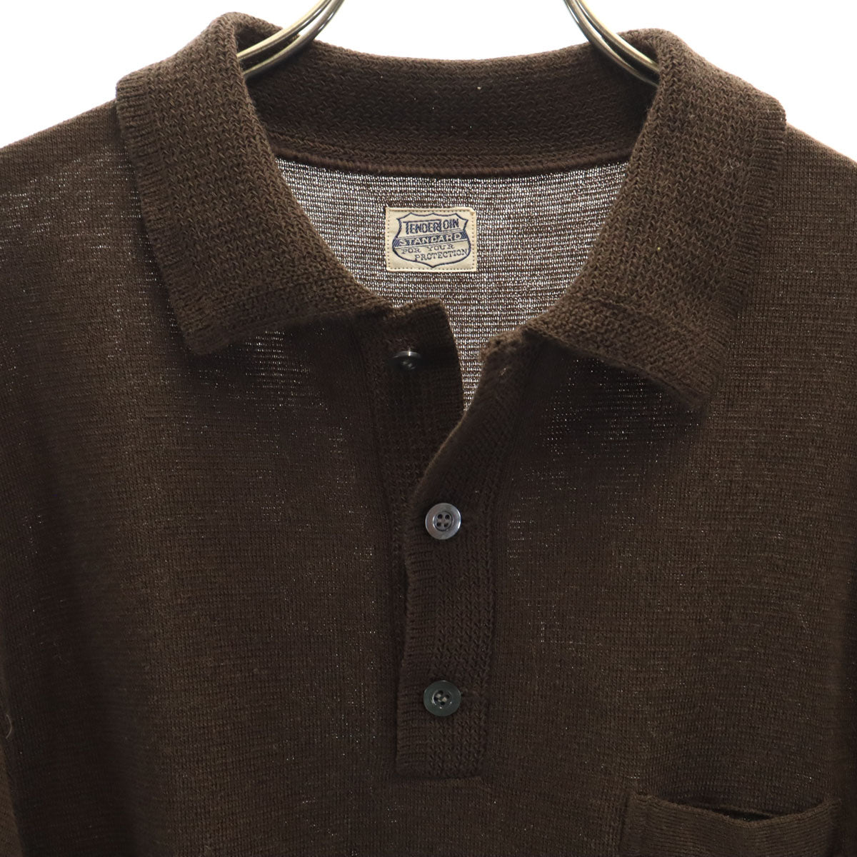 TENDERLOIN テンダーロイン 日本製 長袖 ハーフボタン セーター L ブラウン系 ニット メンズ
