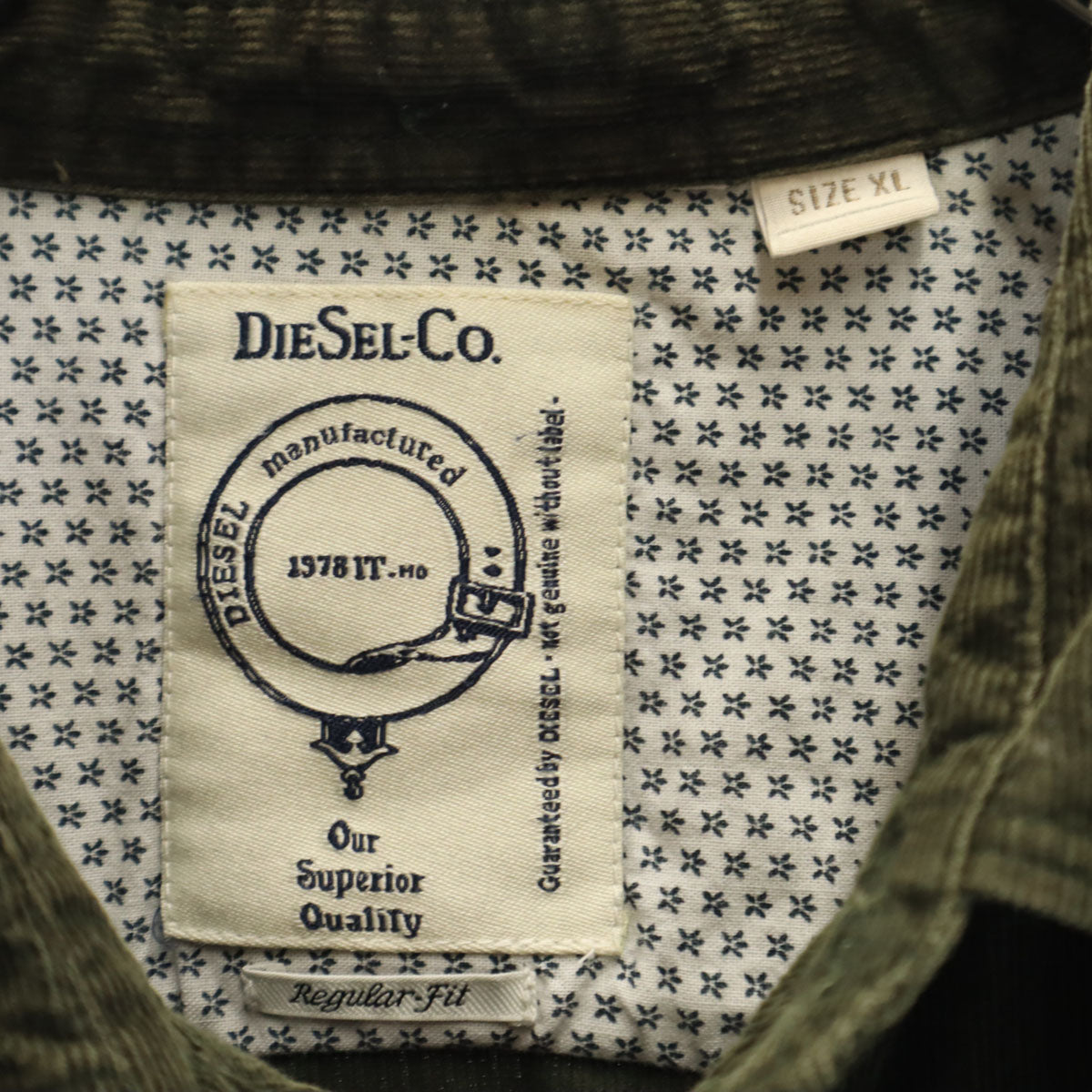 DIESEL ディーゼル 長袖 コーデュロイシャツ XL グリーン系 メンズ