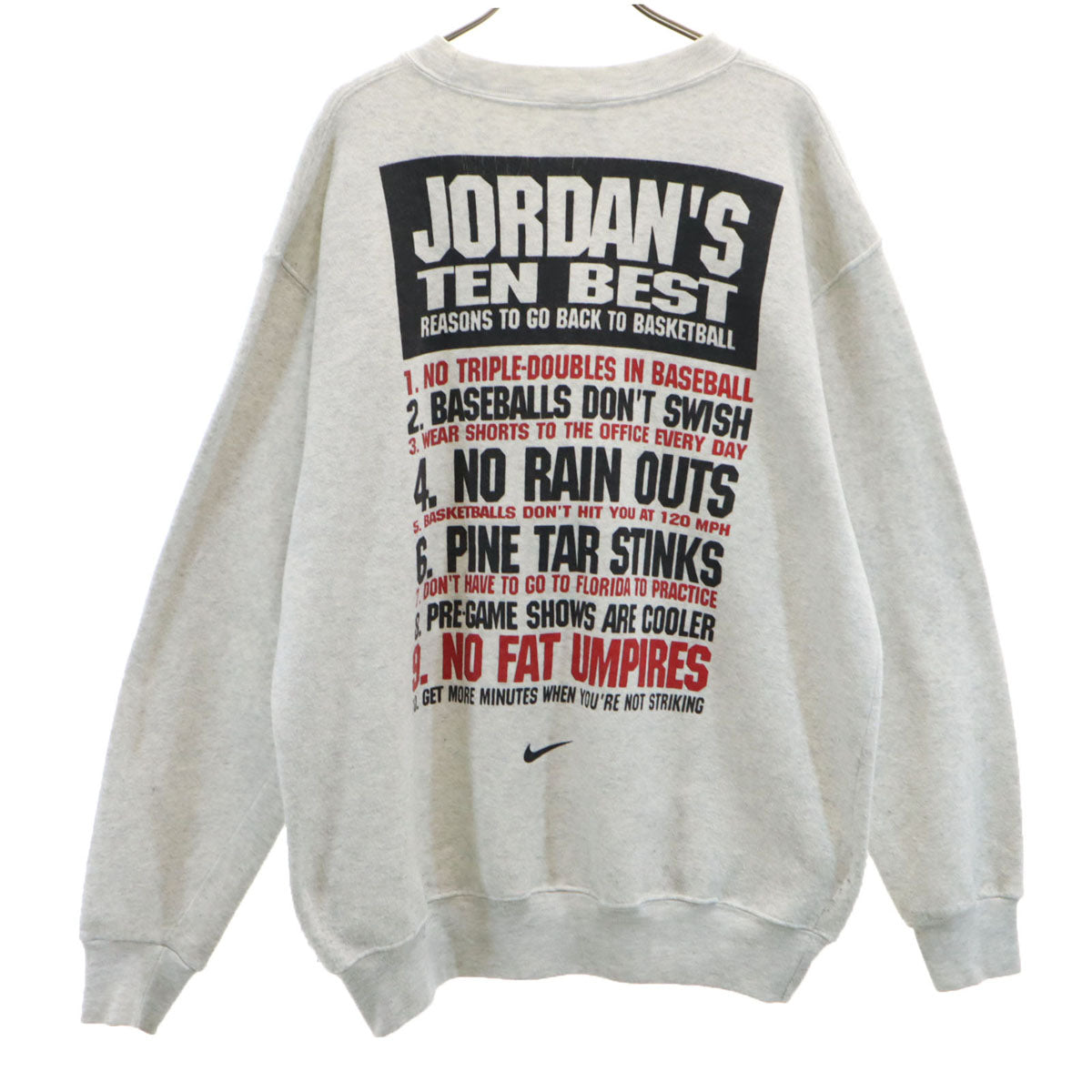 NIKE ナイキ 90s 00s JORDAN オールド バスケットボール 長袖 トレーナー グレー系 スウェット バックプリント メンズ