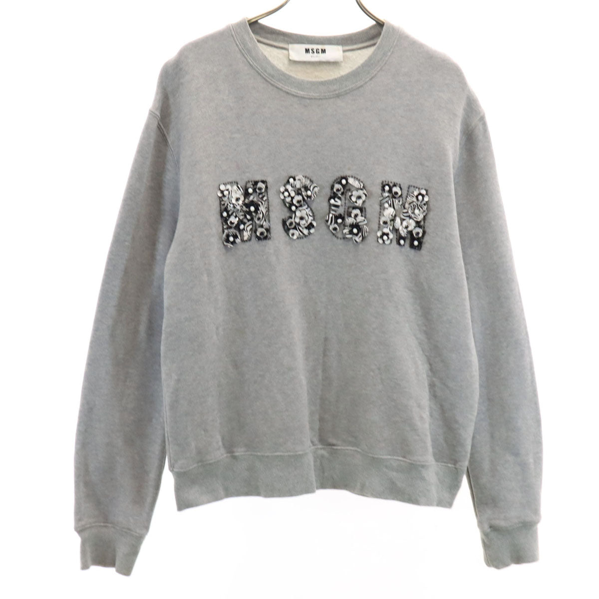 MSGM エムエスジーエム 長袖 スウェット トレーナー S グレー 裏起毛 レディース