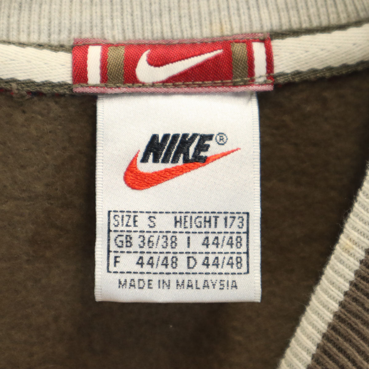 NIKE ナイキ 90s 00s オールド 長袖 スウェット トレーナー S アッシュブラウン 裏起毛 メンズ