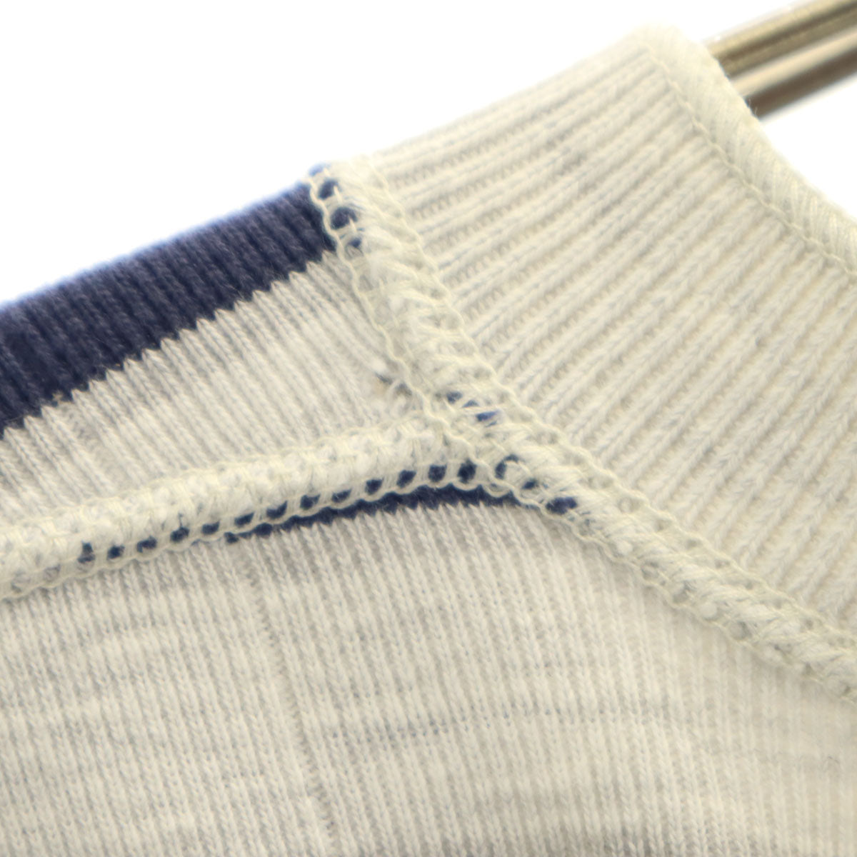 Eddie Bauer エディーバウアー 90s オールド 黒タグ ボーダー柄 長袖 ヘンリーネック カットソー グレー アウトドア メンズ