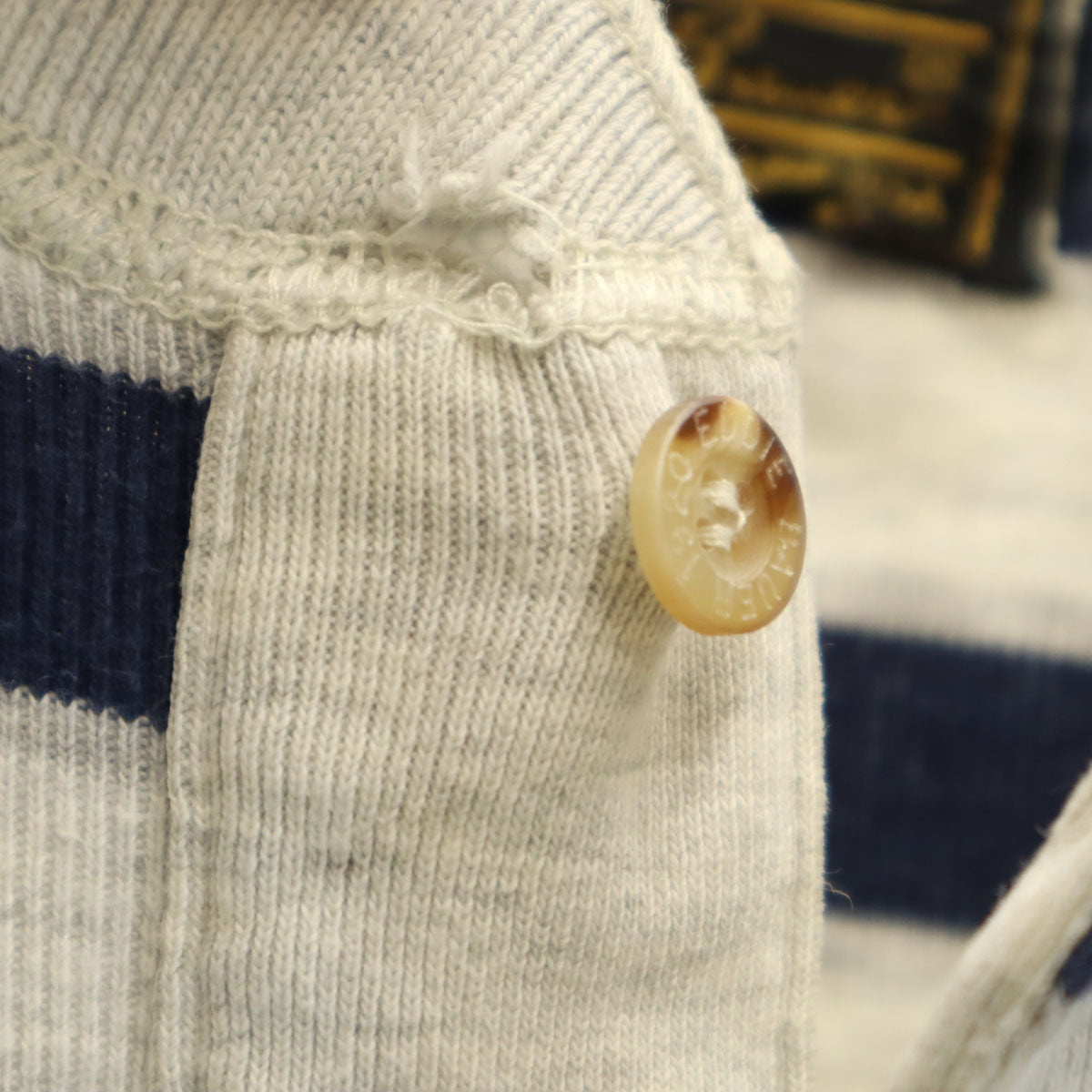 Eddie Bauer エディーバウアー 90s オールド 黒タグ ボーダー柄 長袖 ヘンリーネック カットソー グレー アウトドア メンズ