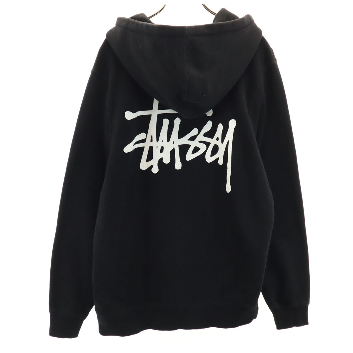 STUSSY ステューシー バックロゴ 長袖 スウェットパーカー S ブラック 裏起毛 メンズ