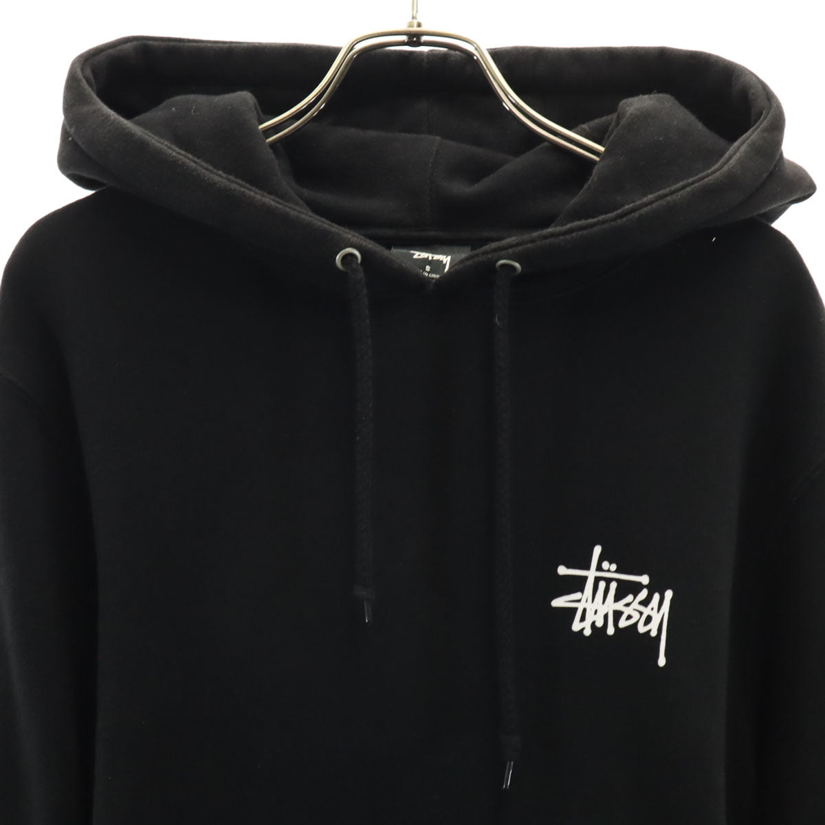 STUSSY ステューシー バックロゴ 長袖 スウェットパーカー S ブラック 裏起毛 メンズ