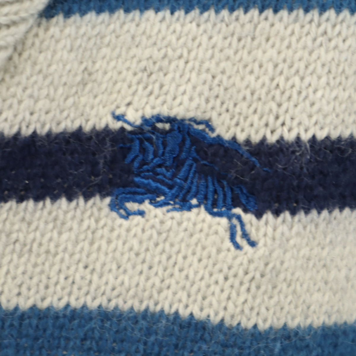 BURBERRY BLACK LABEL バーバリーブラックレーベル ボーダー柄 長袖 ショールカラー セーター 2 グレー 三陽商会 ニット レディース