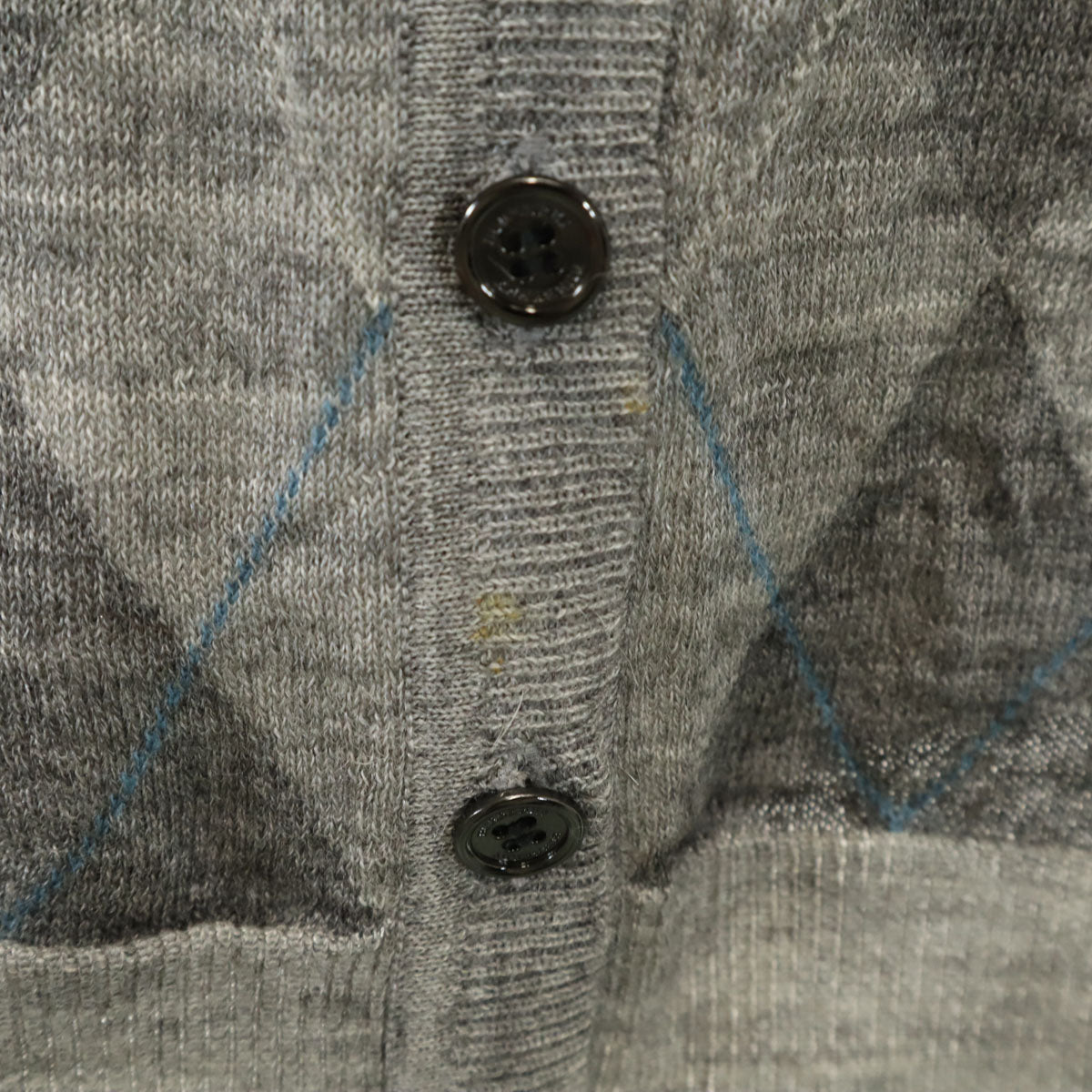 BURBERRY LONDON バーバリーロンドン シルクブレンド ダイヤ柄 長袖 Vネック カーディガン 5 グレー系 ニット レディース