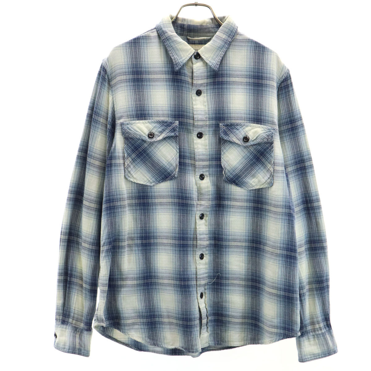 DENIM&SUPPLY RALPH LAUREN デニムアンドサプライラルフローレン チェック柄 長袖 コットンシャツ L ネイビー メンズ