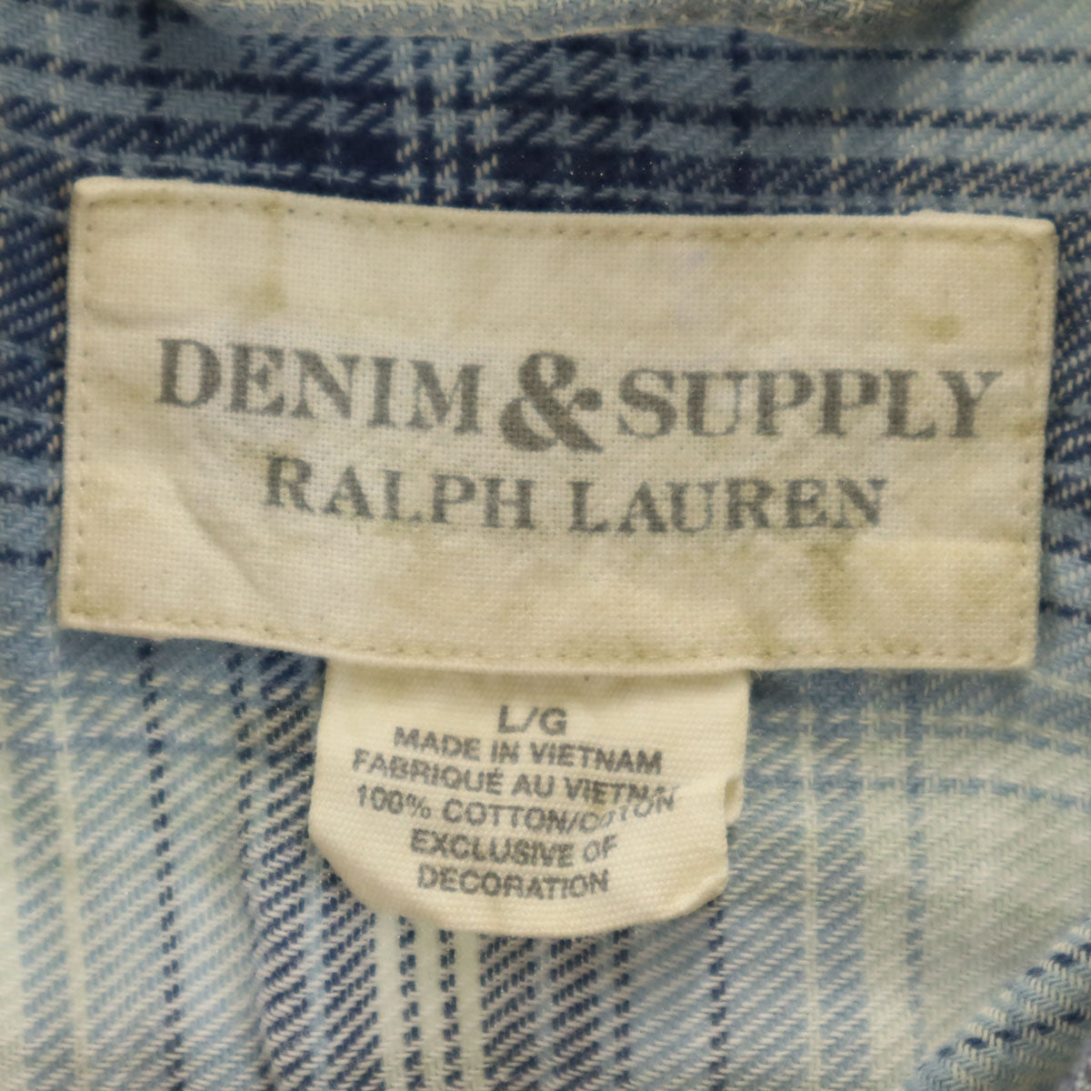 DENIM&SUPPLY RALPH LAUREN デニムアンドサプライラルフローレン チェック柄 長袖 コットンシャツ L ネイビー メンズ