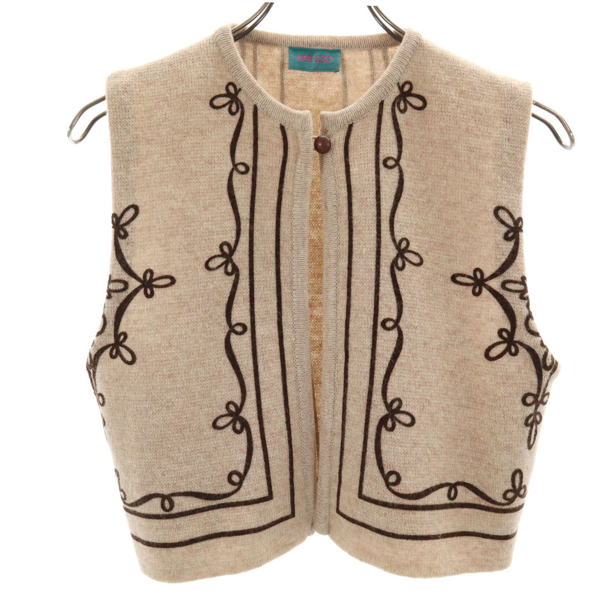KENZO ケンゾー 90s オールド ニットベスト ベージュ レディース
