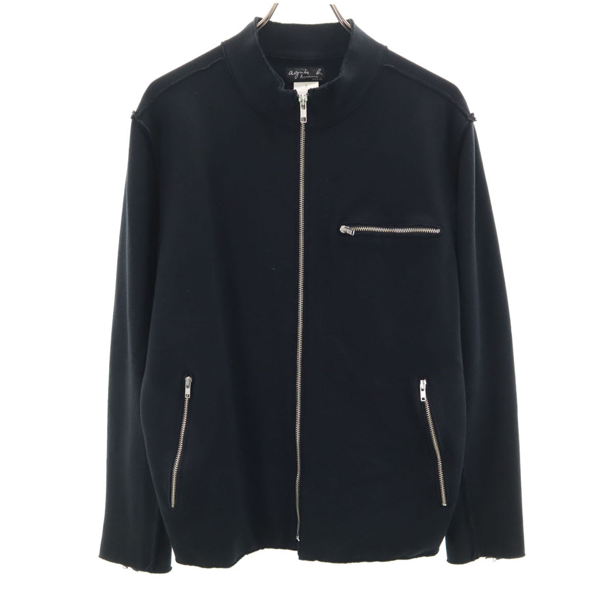 agnes b. homme アニエスベーオム 日本製 カットオフ加工 ジップジャケット 2 ブラック メンズ