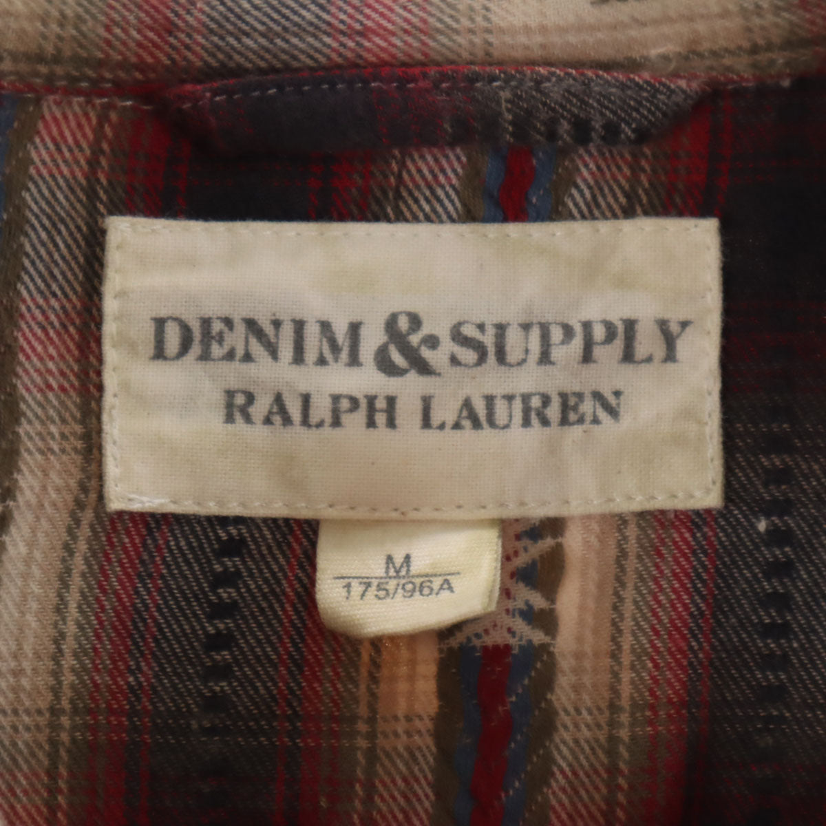 DENIM&SUPPLY RALPH LAUREN デニムアンドサプライラルフローレン チェック柄 長袖 フランネル ウエスタンシャツ M レッド系 メンズ