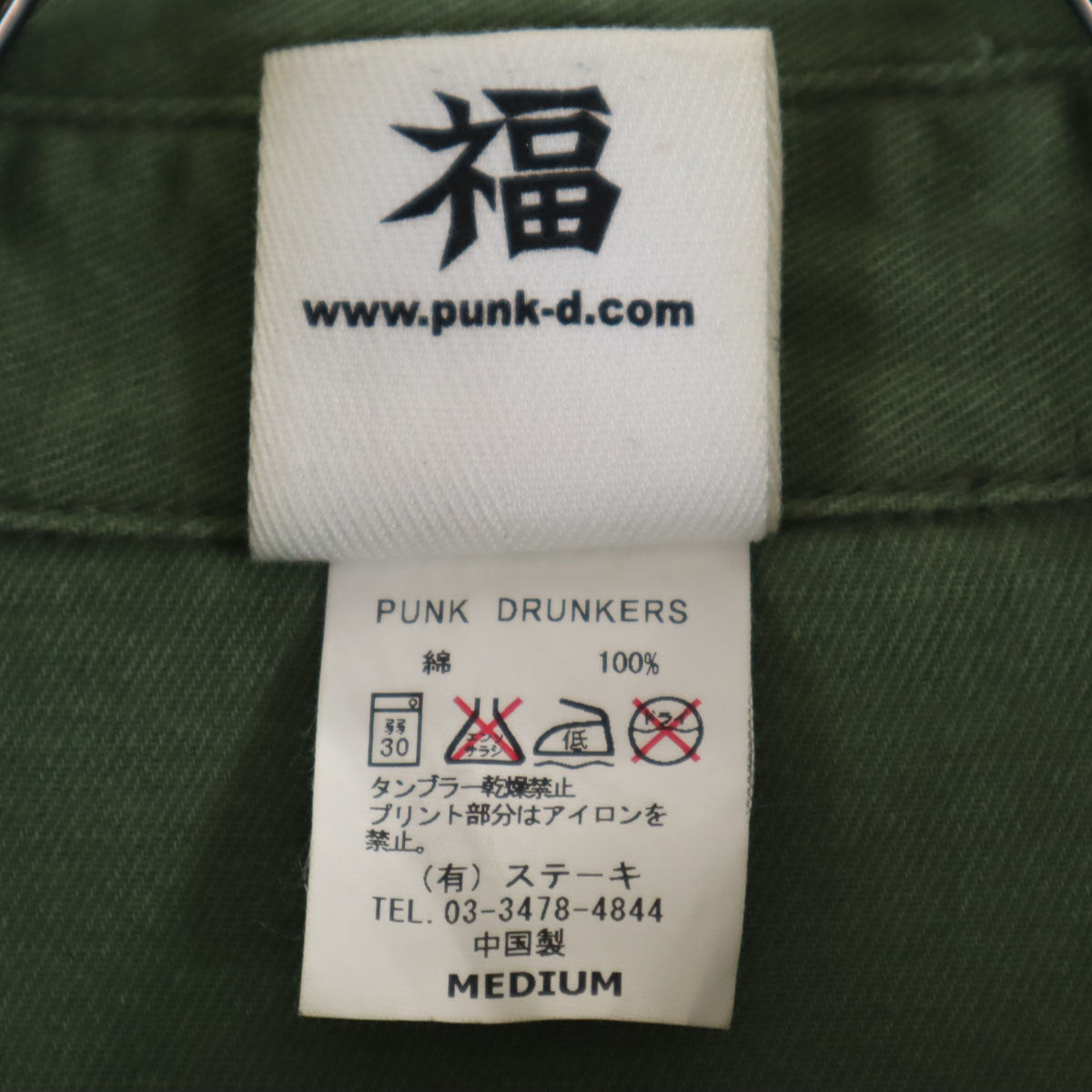 PUNK DRUNKERS パンクドランカーズ 長袖 ミリタリーシャツ M カーキ メンズ