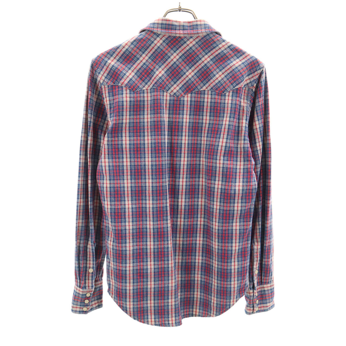 ダブルアールエル RRL チェック柄 長袖 ウエスタンシャツ XS ネイビー メンズ