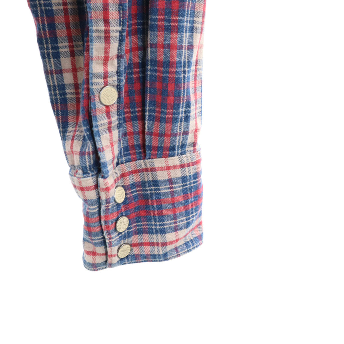 ダブルアールエル RRL チェック柄 長袖 ウエスタンシャツ XS ネイビー メンズ