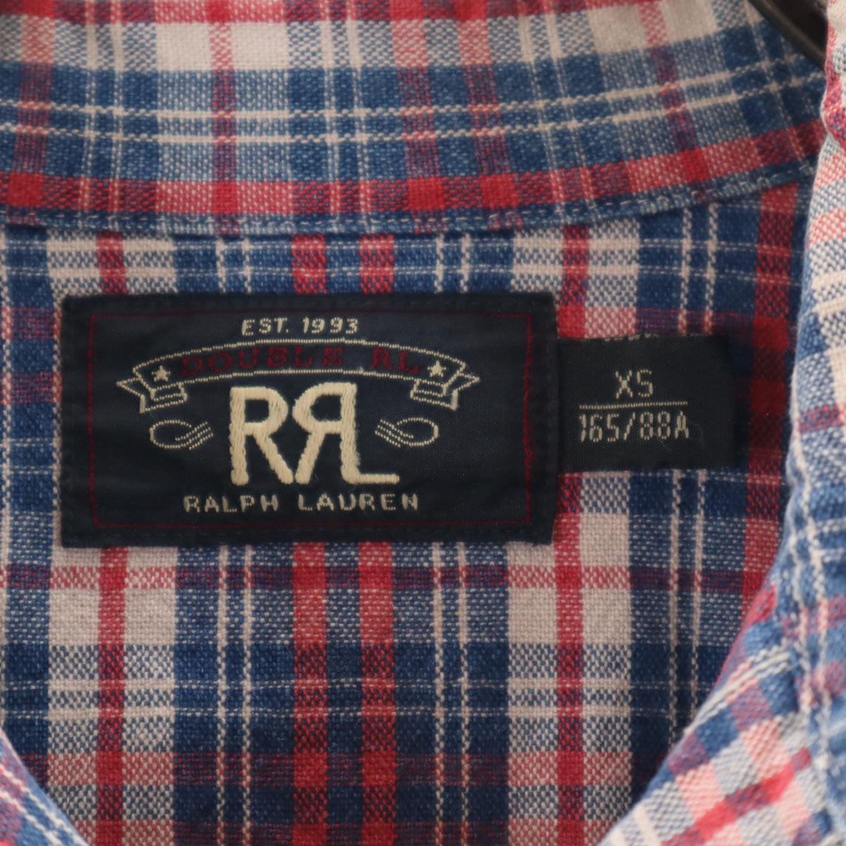 ダブルアールエル RRL チェック柄 長袖 ウエスタンシャツ XS ネイビー メンズ